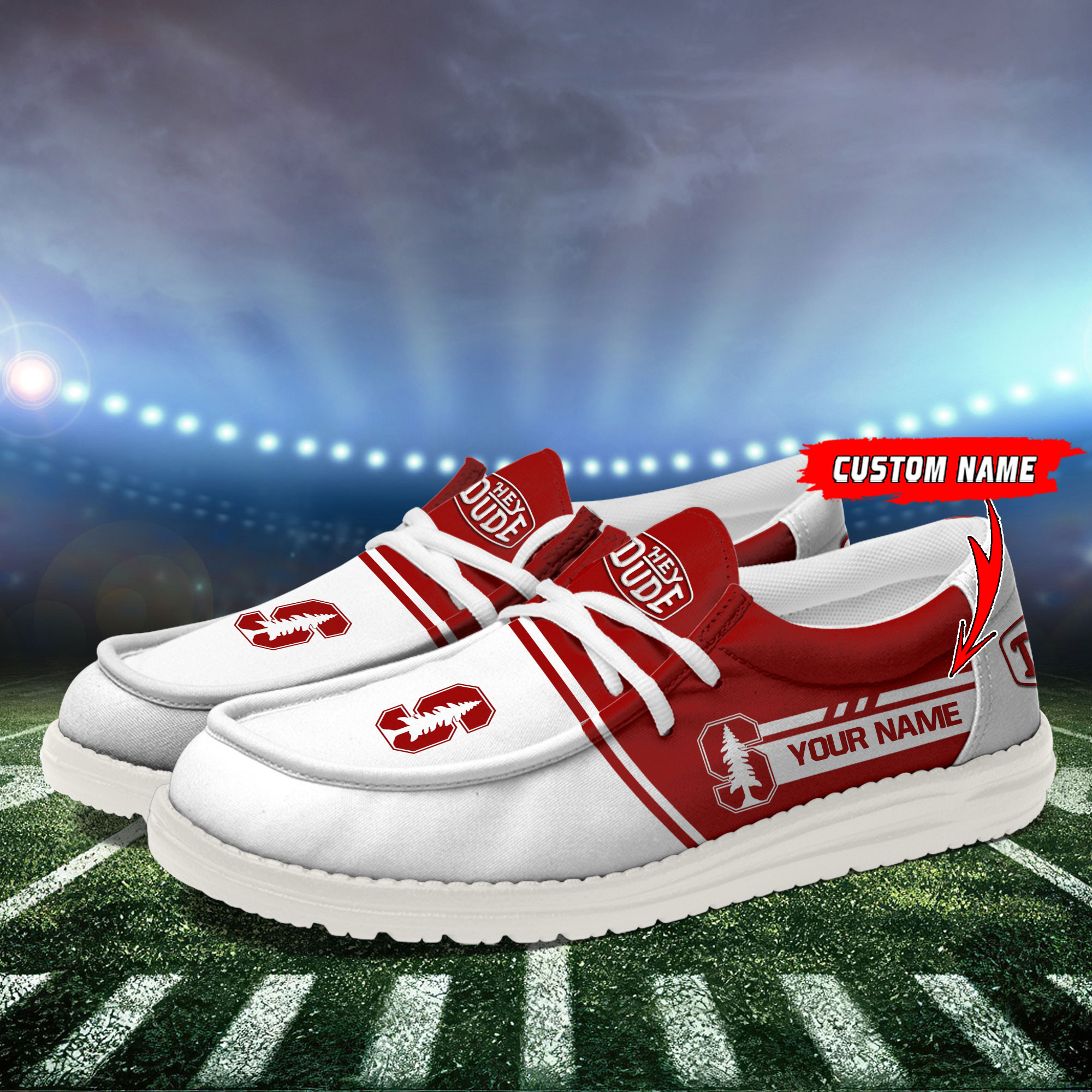 Stanford Cardinal Football Hey Dude Canvas Loafer Shoes For Men And Women - Image 3