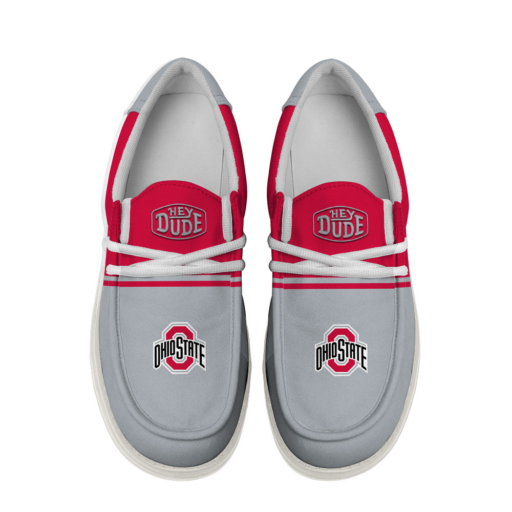 Ohio State Buckeyes Football Hey Dude Canvas Loafer Shoes For Men And Women - Image 4