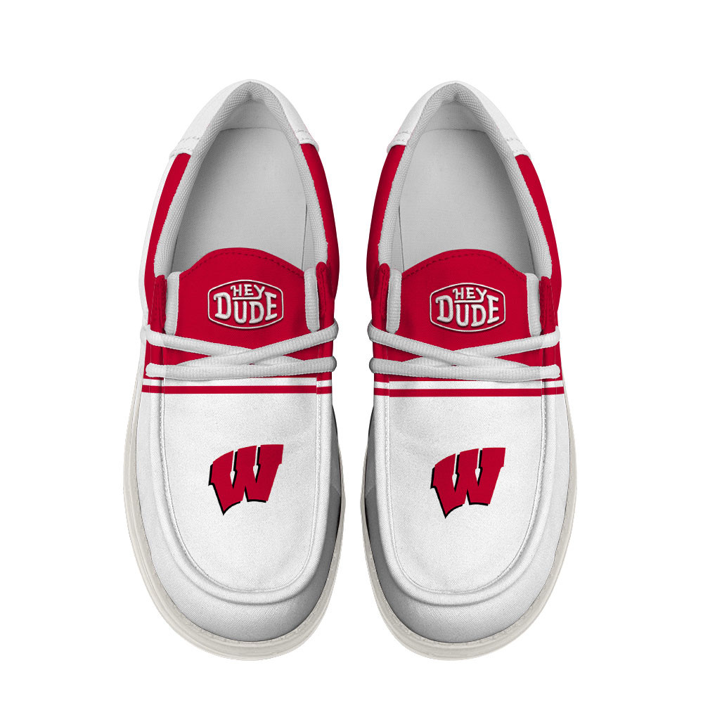 Wisconsin Badgers Football Hey Dude Canvas Loafer Shoes For Men And Women - Image 4