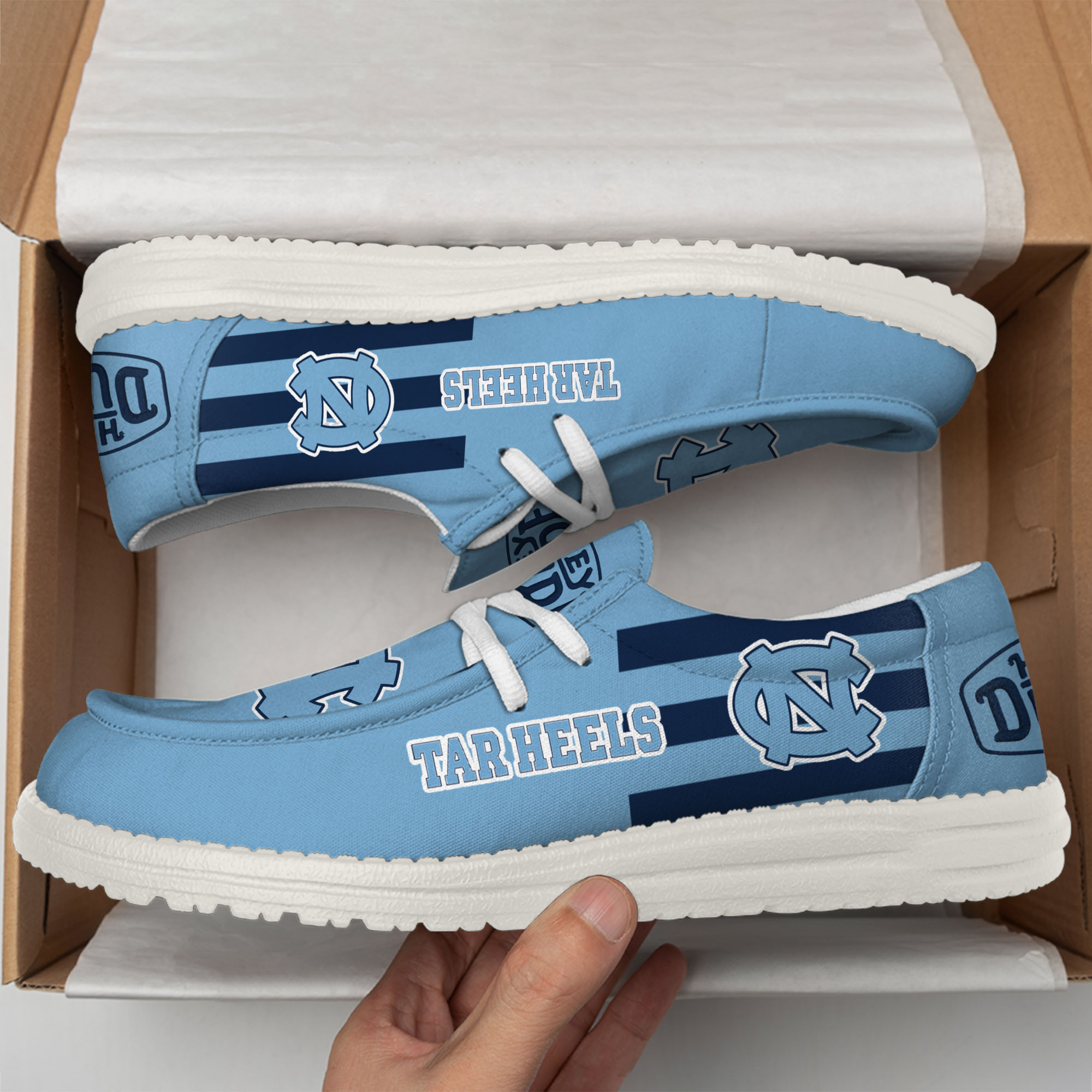 North Carolina Tar Heels Hey Dude Canvas Loafer Shoes - Image 3