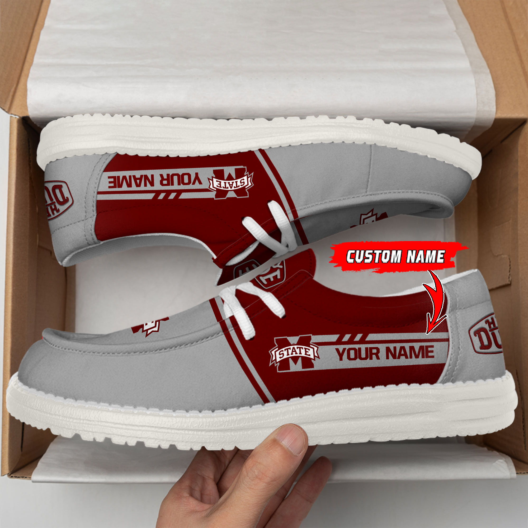 Mississippi State Bulldogs Football Hey Dude Canvas Loafer Shoes For Men And Women - Image 2
