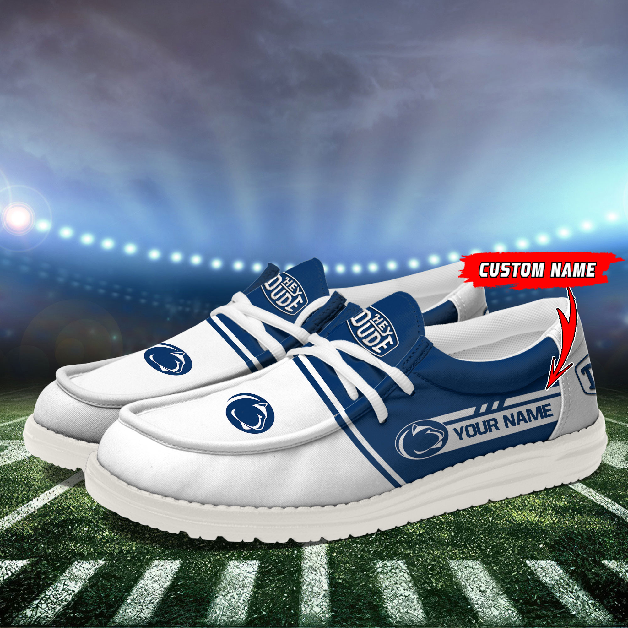 Penn State Nittany Lions Football Hey Dude Canvas Loafer Shoes For Men And Women - Image 3