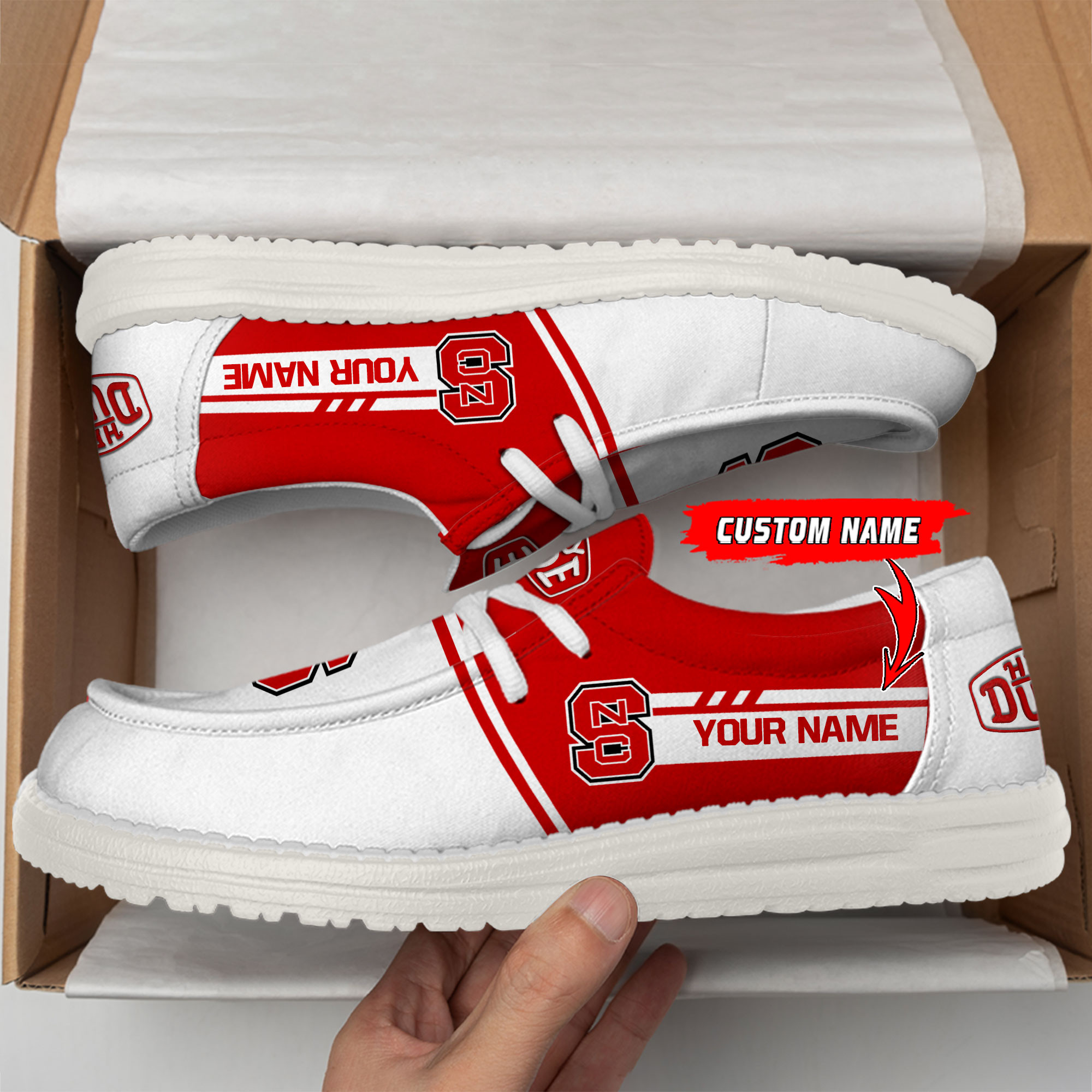 NC State Wolfpack Football Hey Dude Canvas Loafer Shoes For Men And Women - Image 2