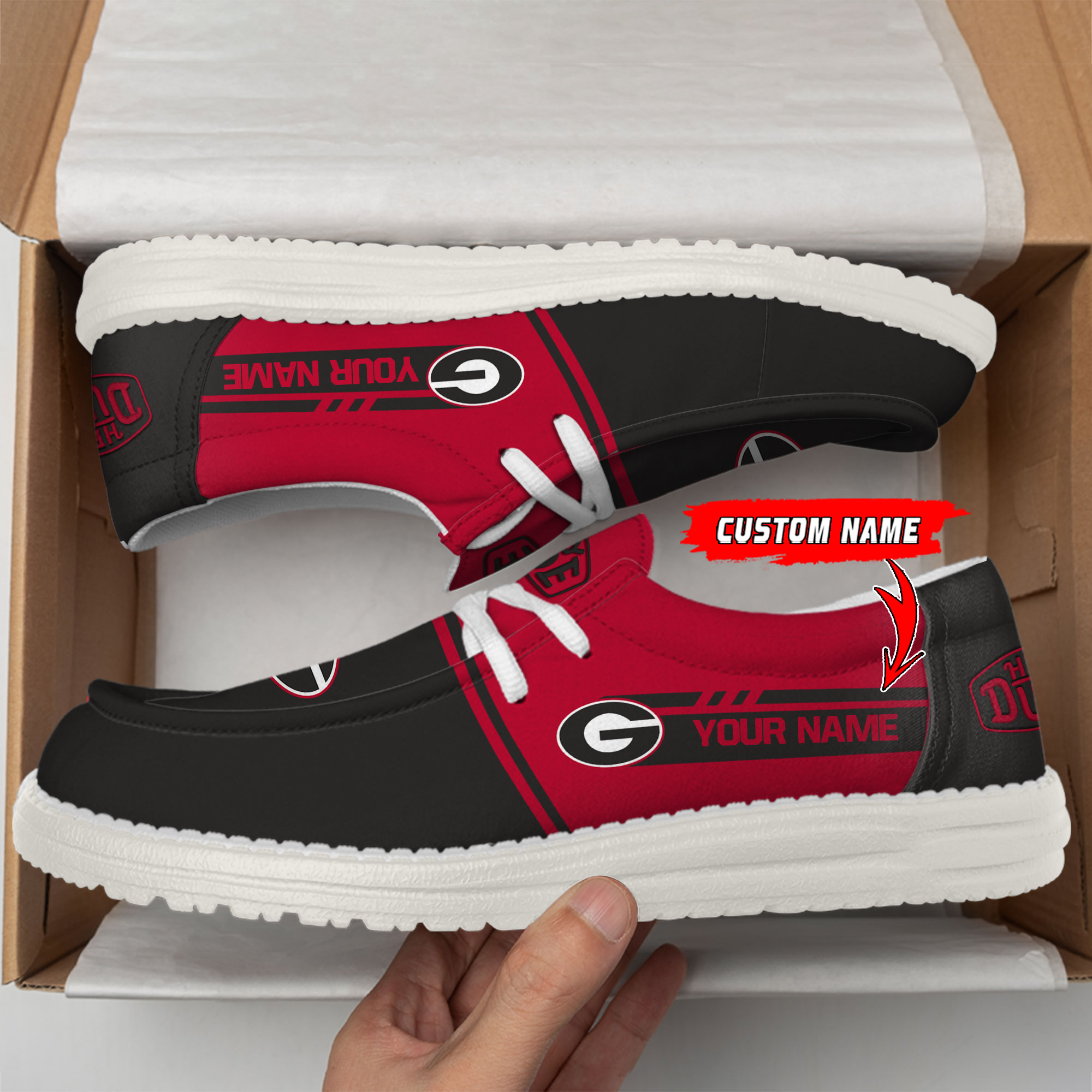 Georgia Bulldogs Football Hey Dude Canvas Loafer Shoes For Men And Women - Image 2