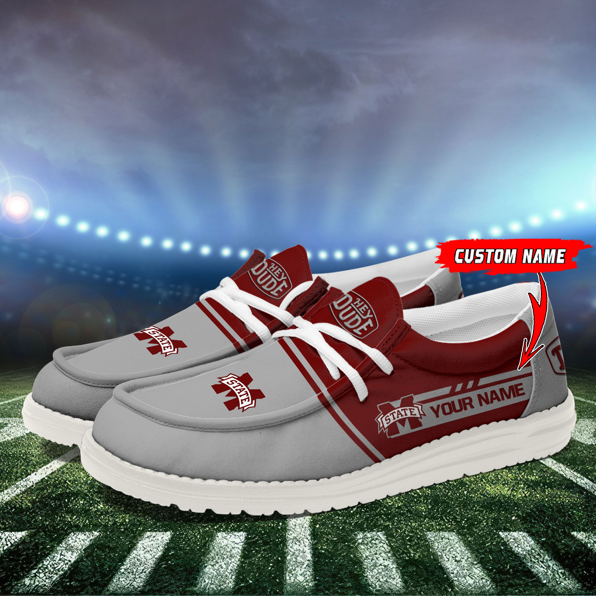 Mississippi State Bulldogs Football Hey Dude Canvas Loafer Shoes For Men And Women - Image 3