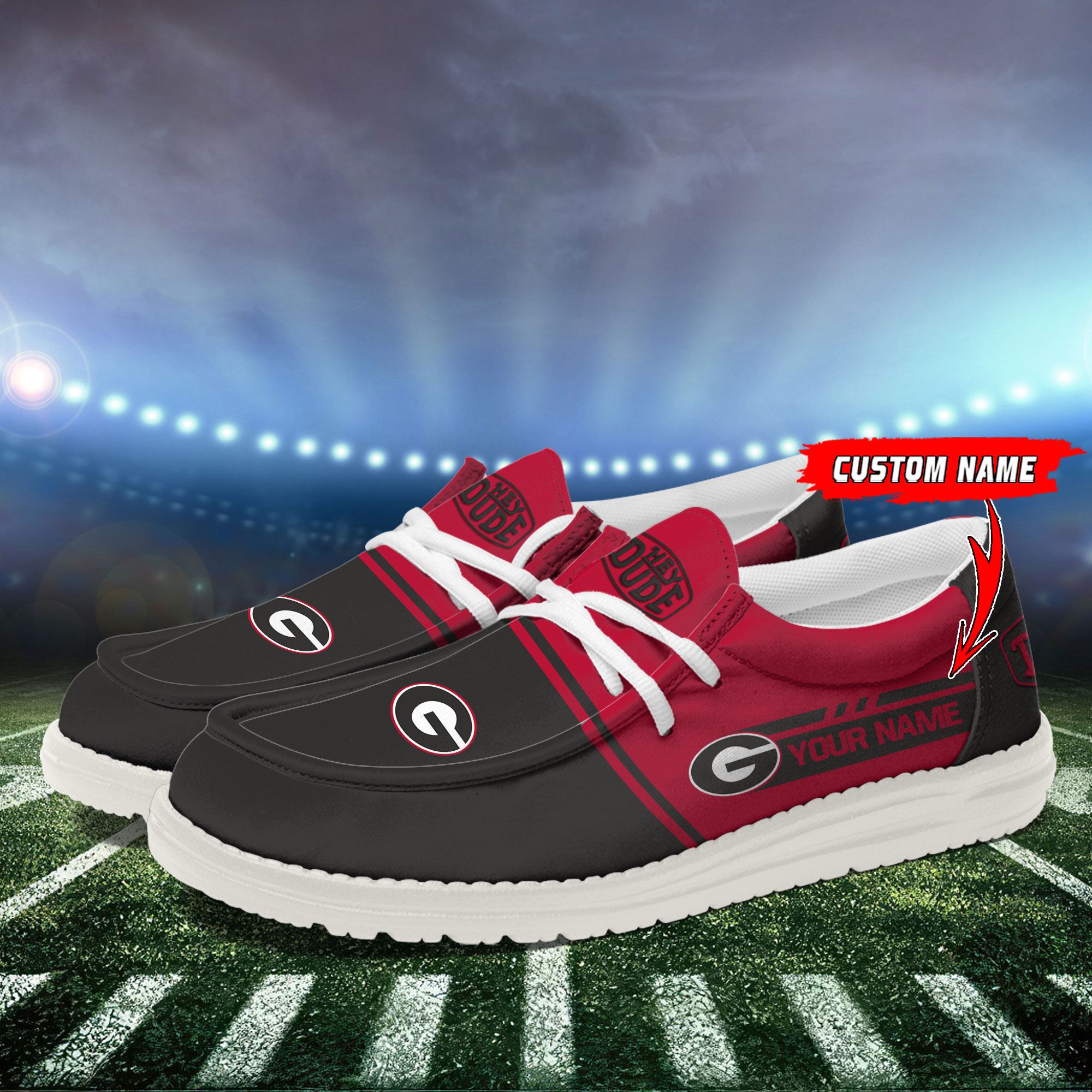 Georgia Bulldogs Football Hey Dude Canvas Loafer Shoes For Men And Women - Image 3