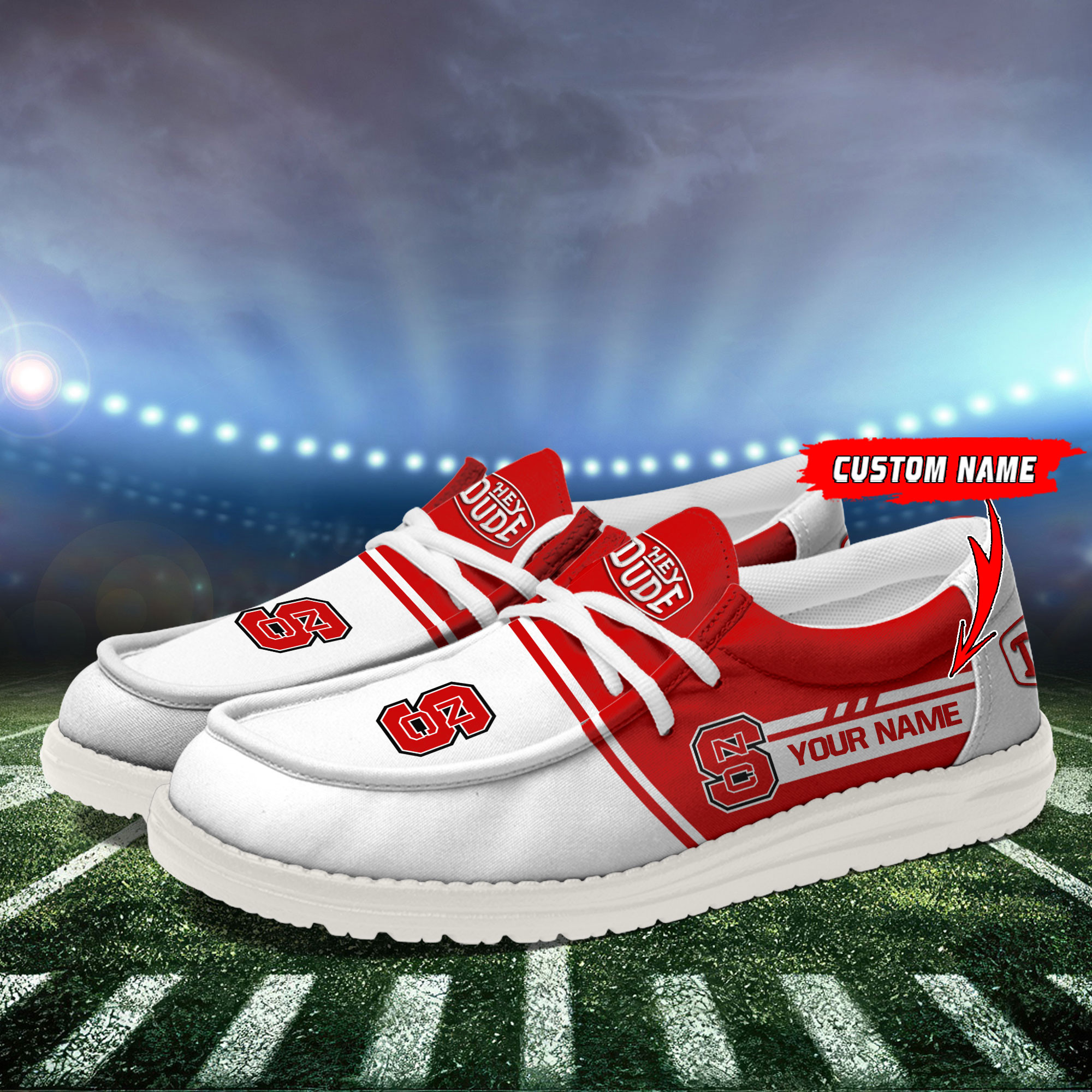 NC State Wolfpack Football Hey Dude Canvas Loafer Shoes For Men And Women - Image 3