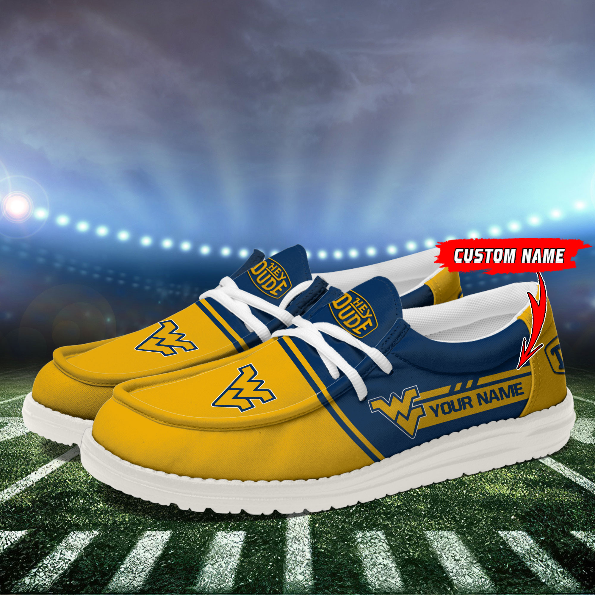 West Virginia Mountaineers Football Hey Dude Canvas Loafer Shoes For Men And Women - Image 3