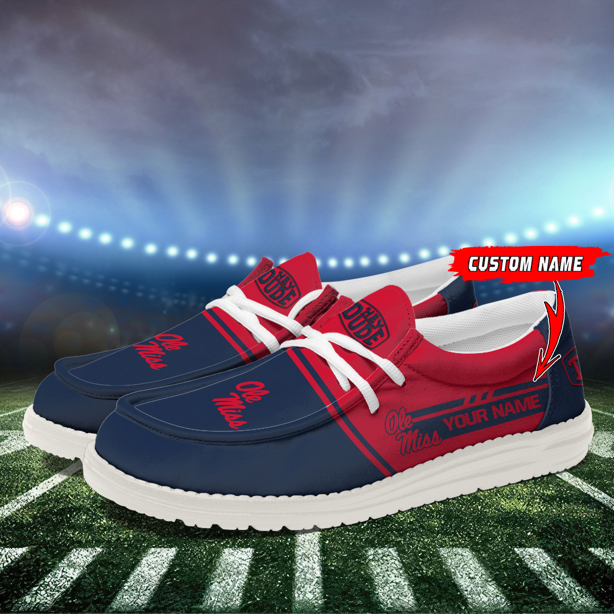 Ole Miss Rebels Football Hey Dude Canvas Loafer Shoes For Men And Women - Image 3