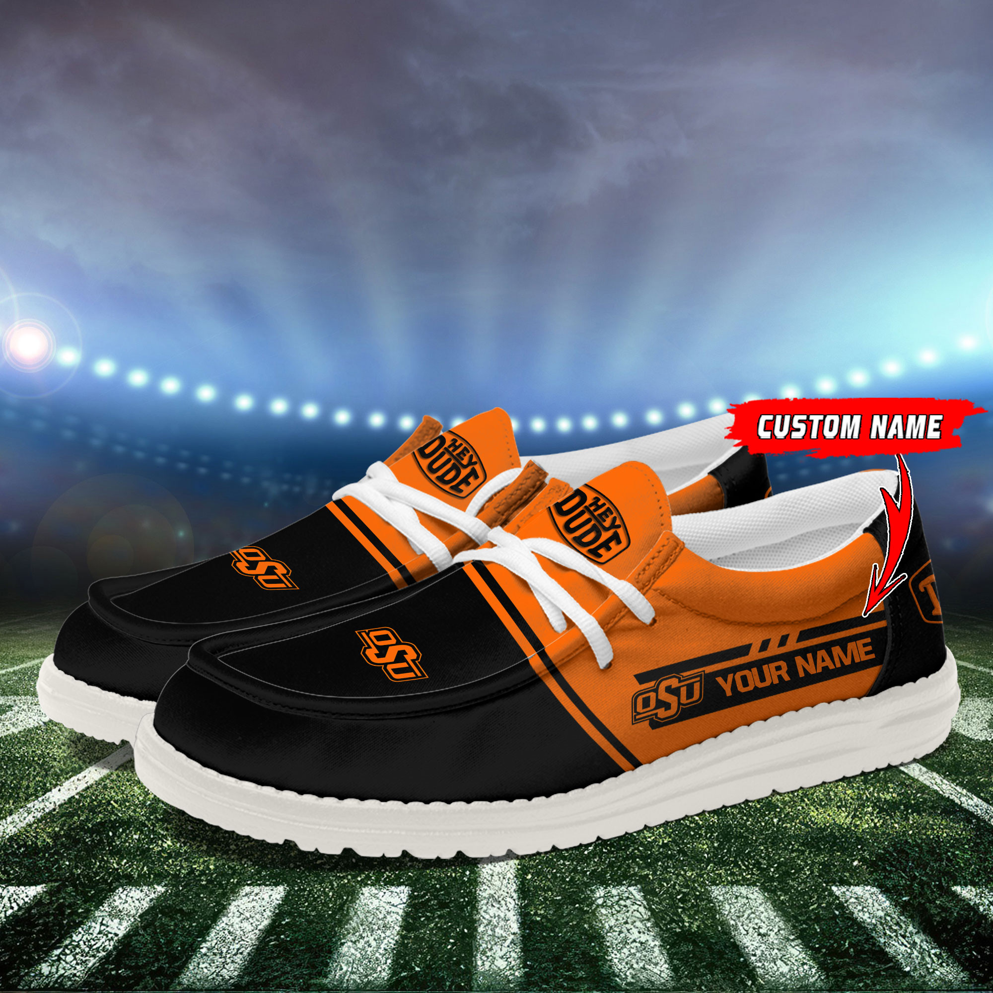 Oklahoma State Cowboys Football Hey Dude Canvas Loafer Shoes For Men And Women - Image 3