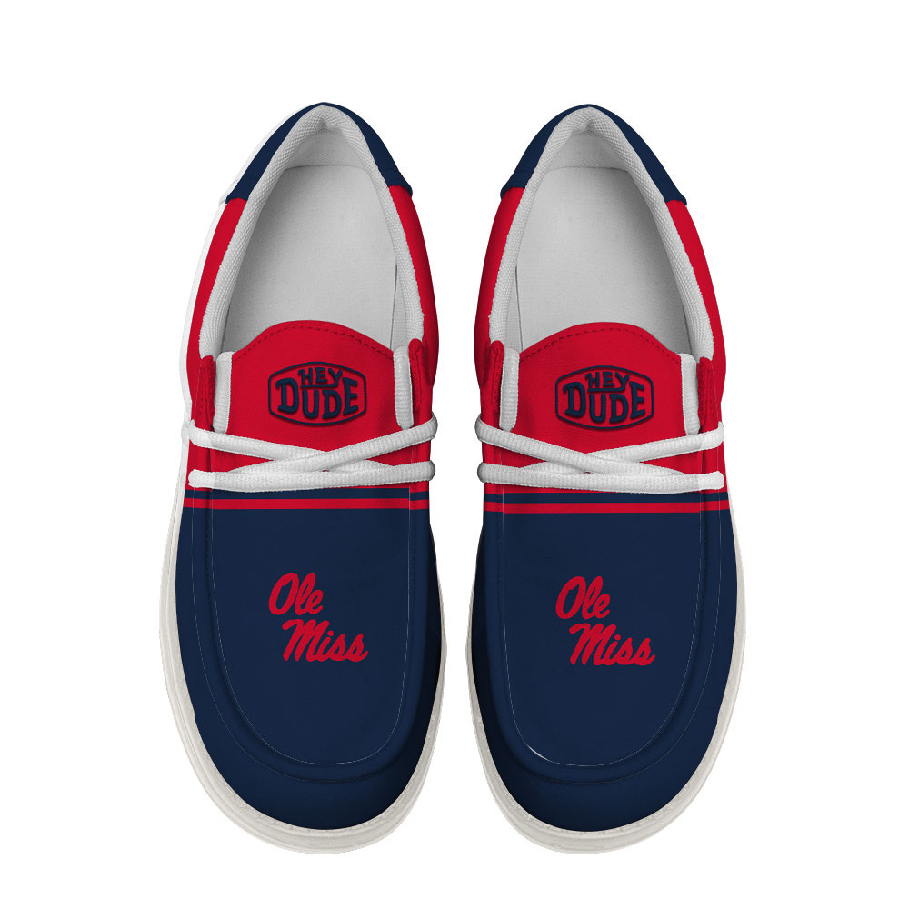 Ole Miss Rebels Football Hey Dude Canvas Loafer Shoes For Men And Women - Image 4