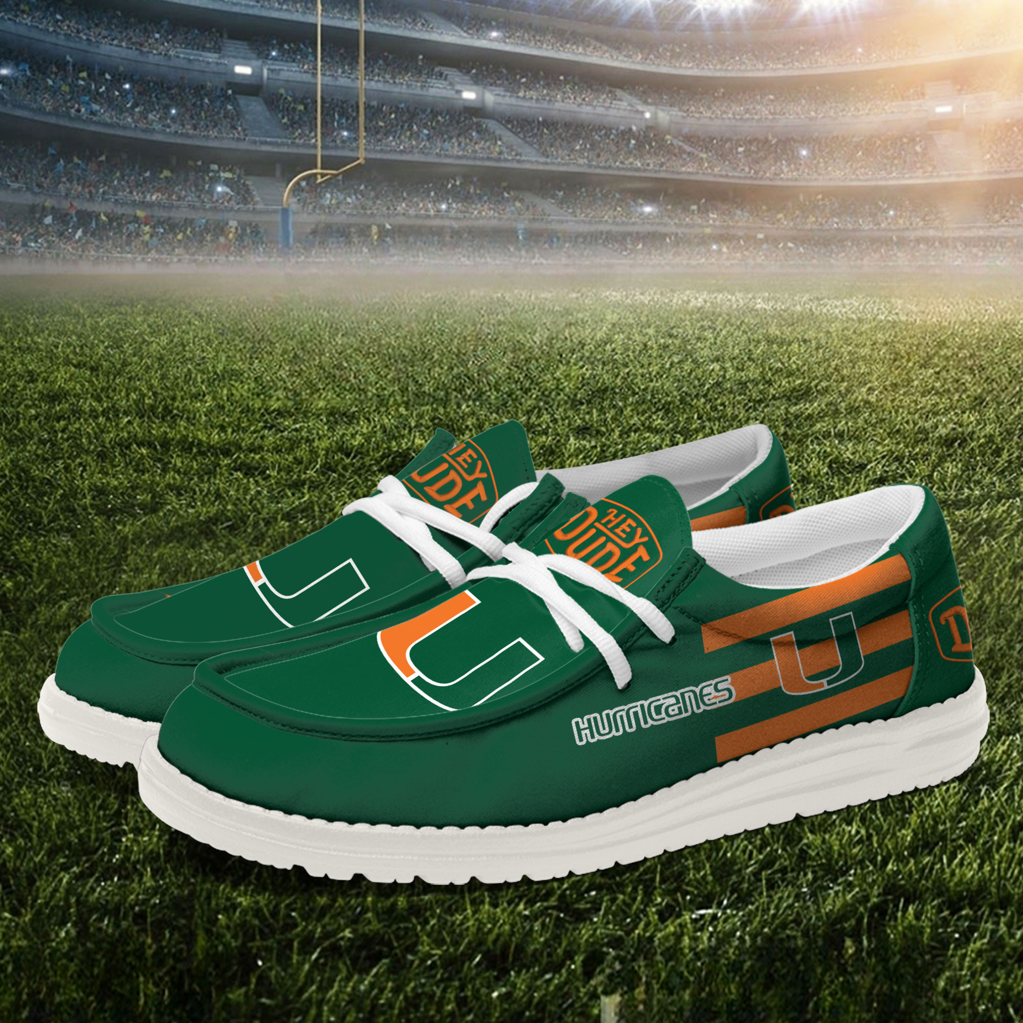 Miami Hurricanes Hey Dude Canvas Loafer Shoes - Image 2