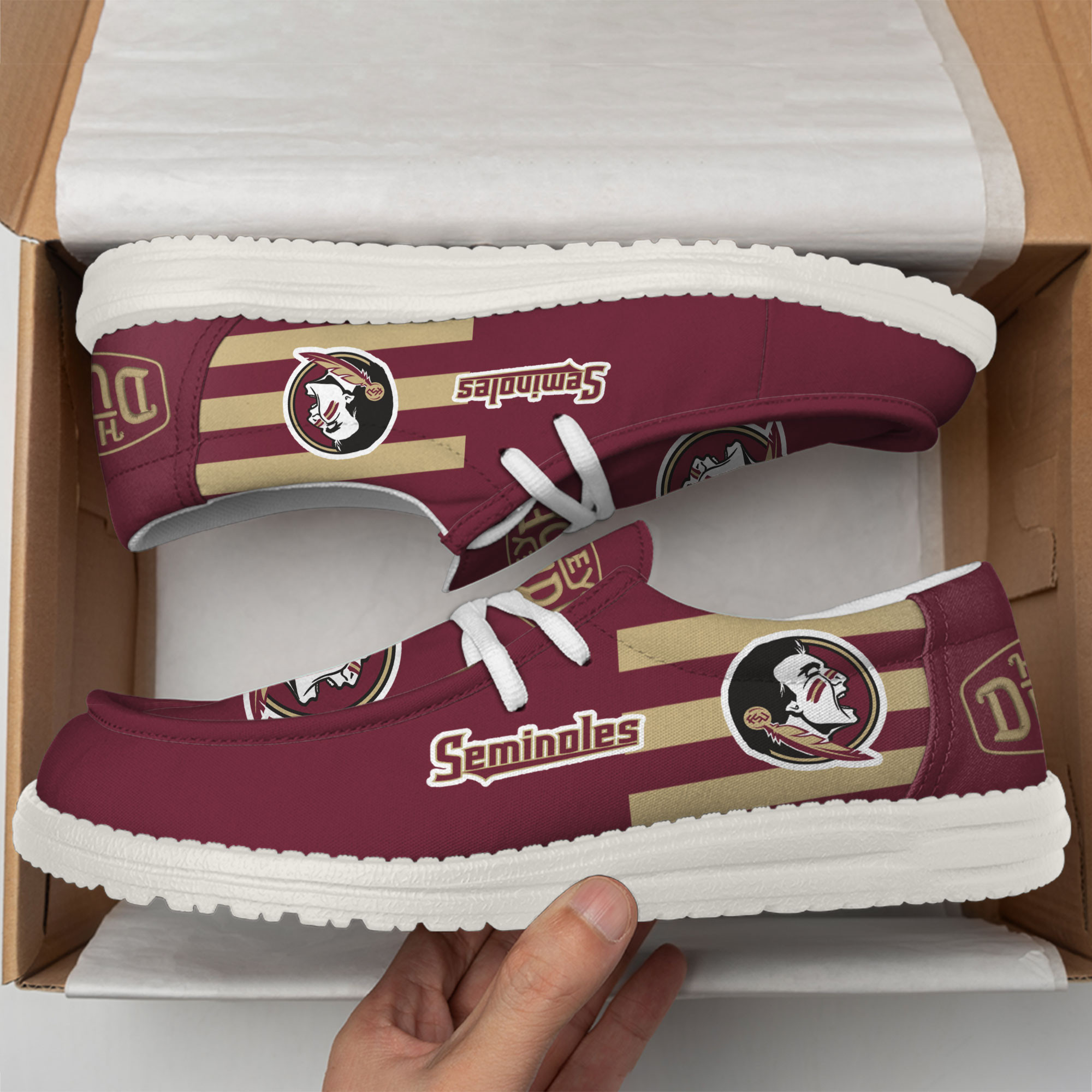 Florida State Seminoles Hey Dude Canvas Loafer Shoes - Image 3