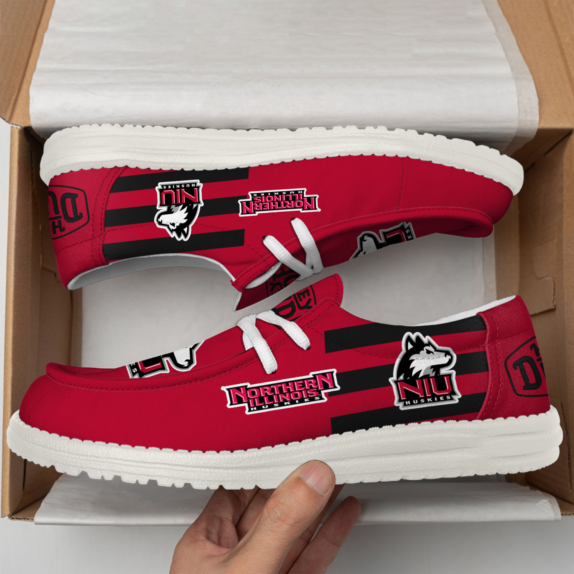 Northern Illinois Huskies Hey Dude Canvas Loafer Shoes - Image 3