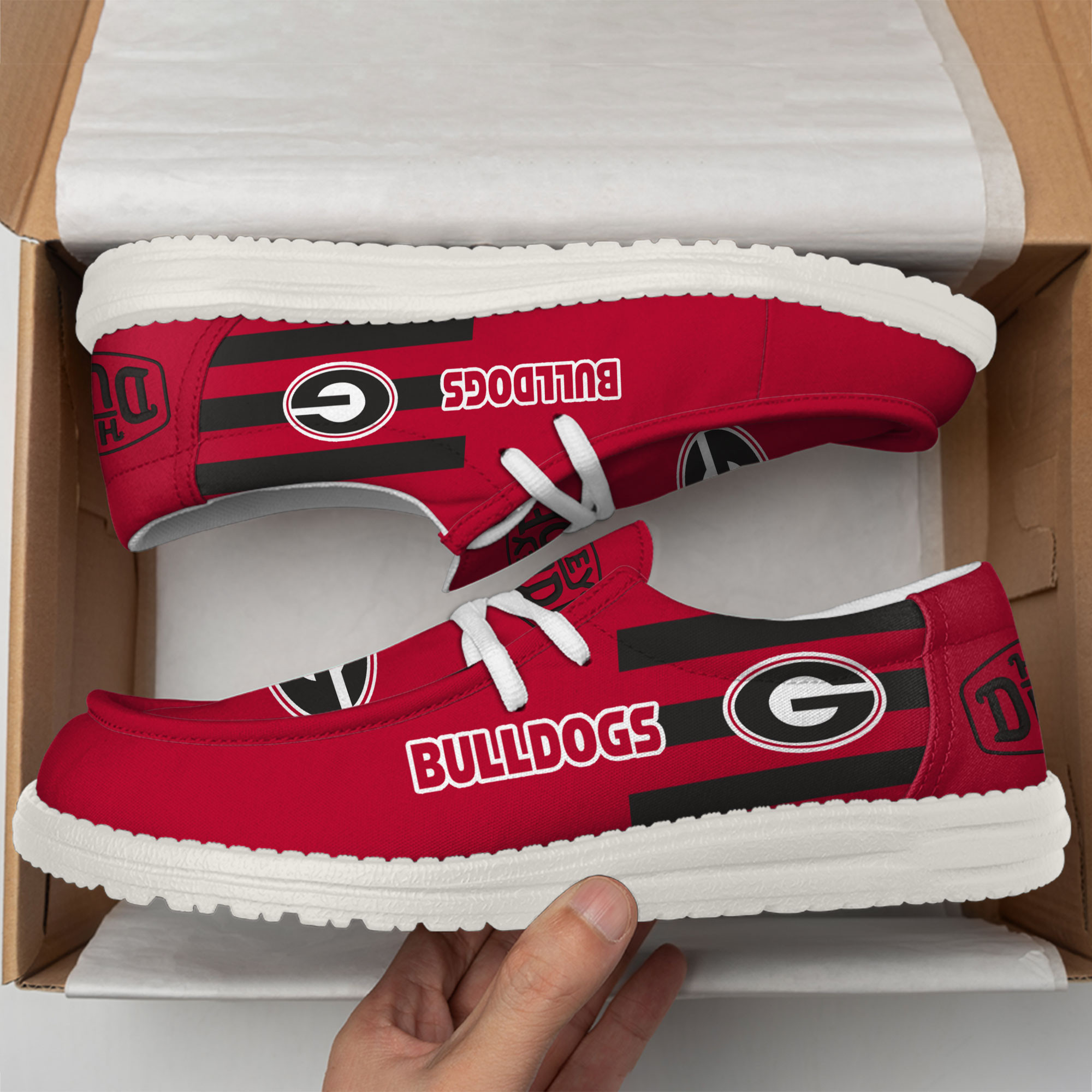 Georgia Bulldogs Hey Dude Canvas Loafer Shoes - Image 3