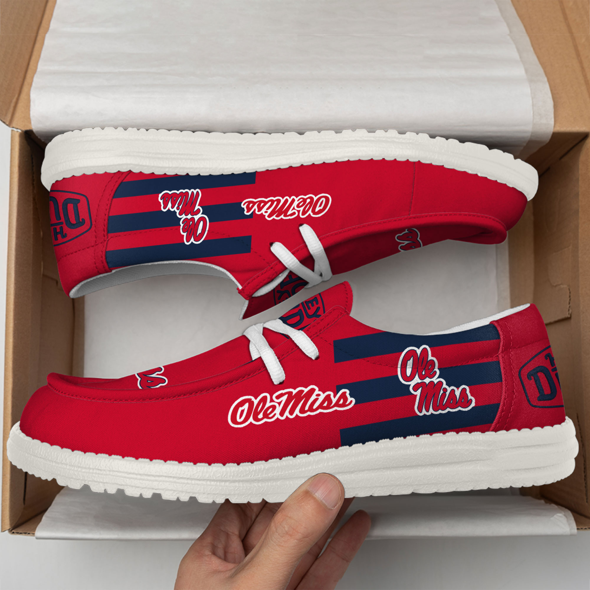 Ole Miss Rebels Hey Dude Canvas Loafer Shoes - Image 3