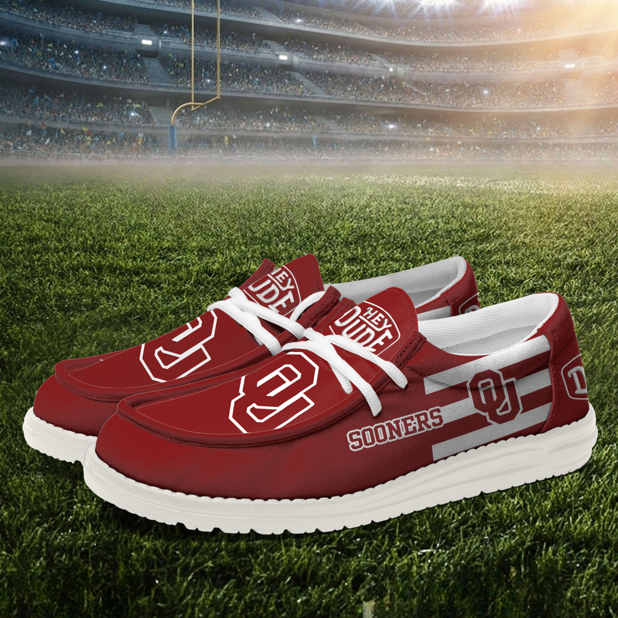 Oklahoma Sooners Hey Dude Canvas Loafer Shoes - Image 2