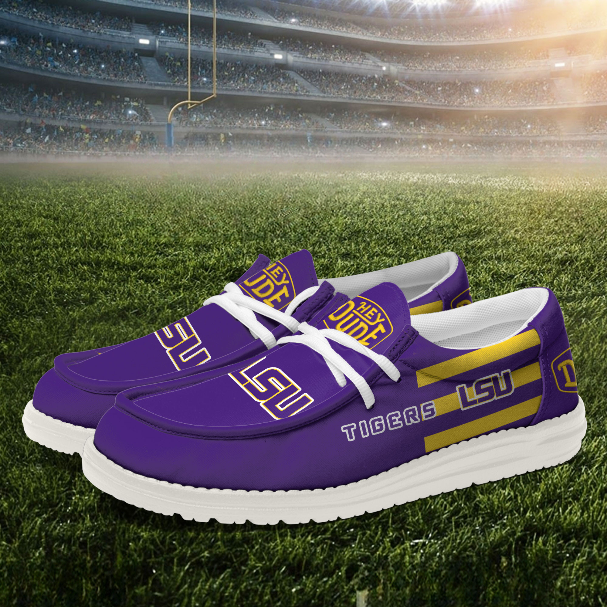 LSU Tigers Hey Dude Canvas Loafer Shoes - Image 2
