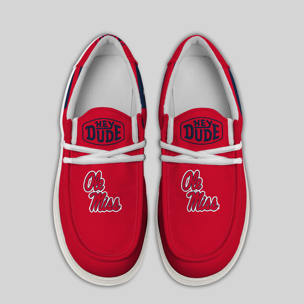Ole Miss Rebels Hey Dude Canvas Loafer Shoes - Image 4