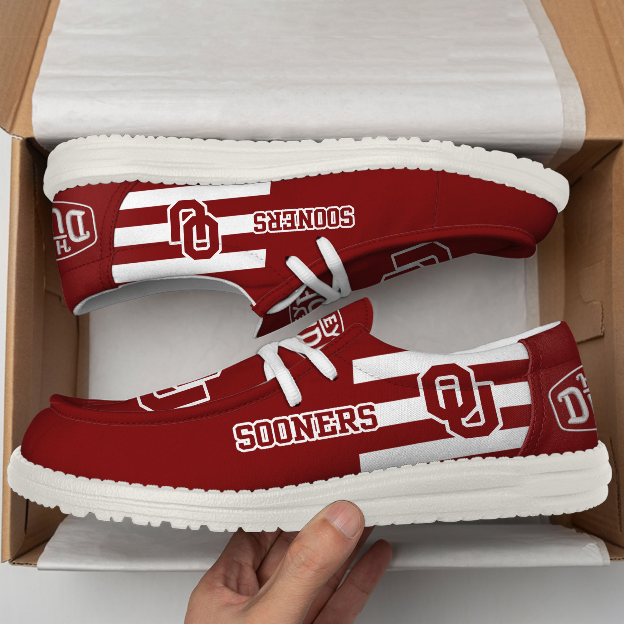 Oklahoma Sooners Hey Dude Canvas Loafer Shoes - Image 3