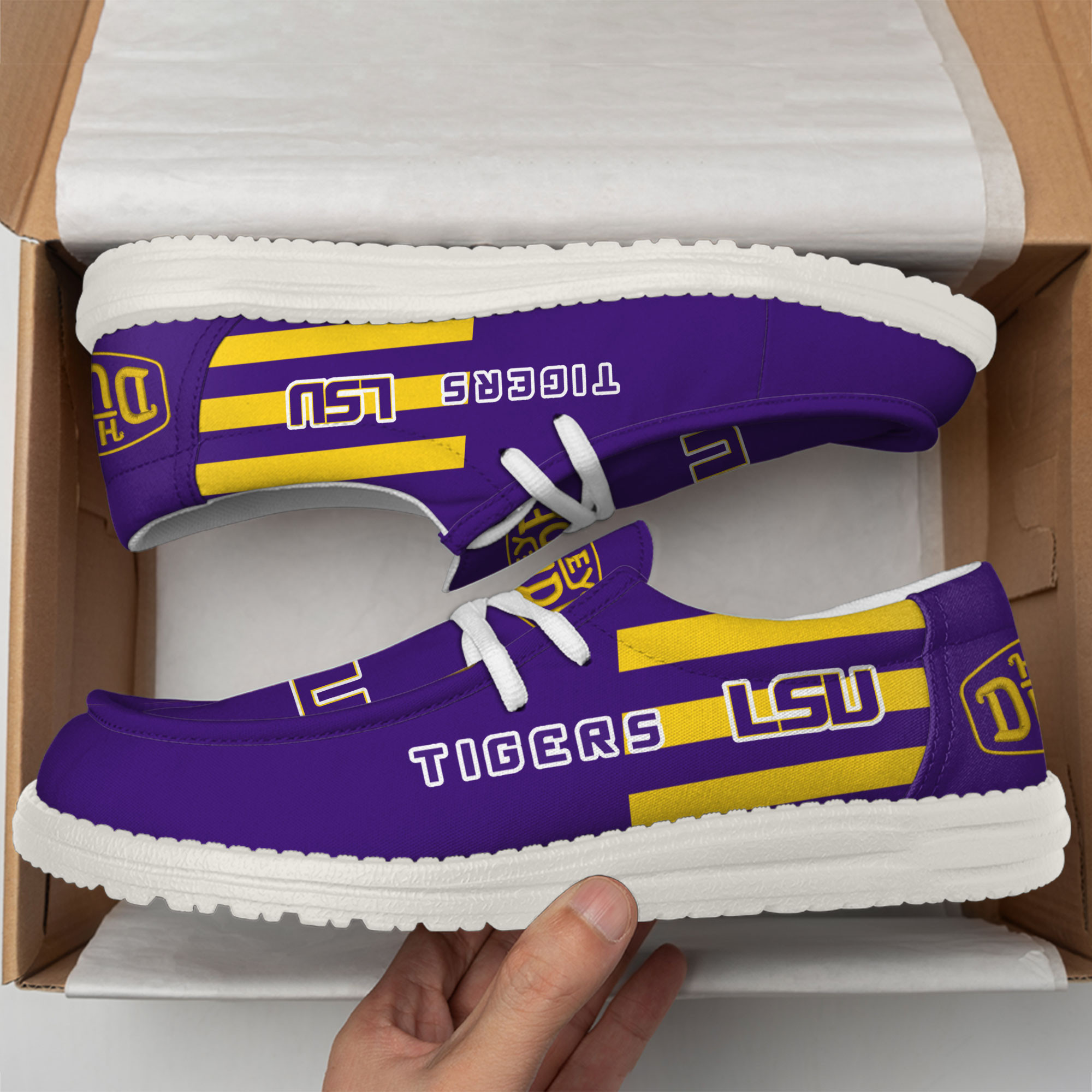LSU Tigers Hey Dude Canvas Loafer Shoes - Image 3