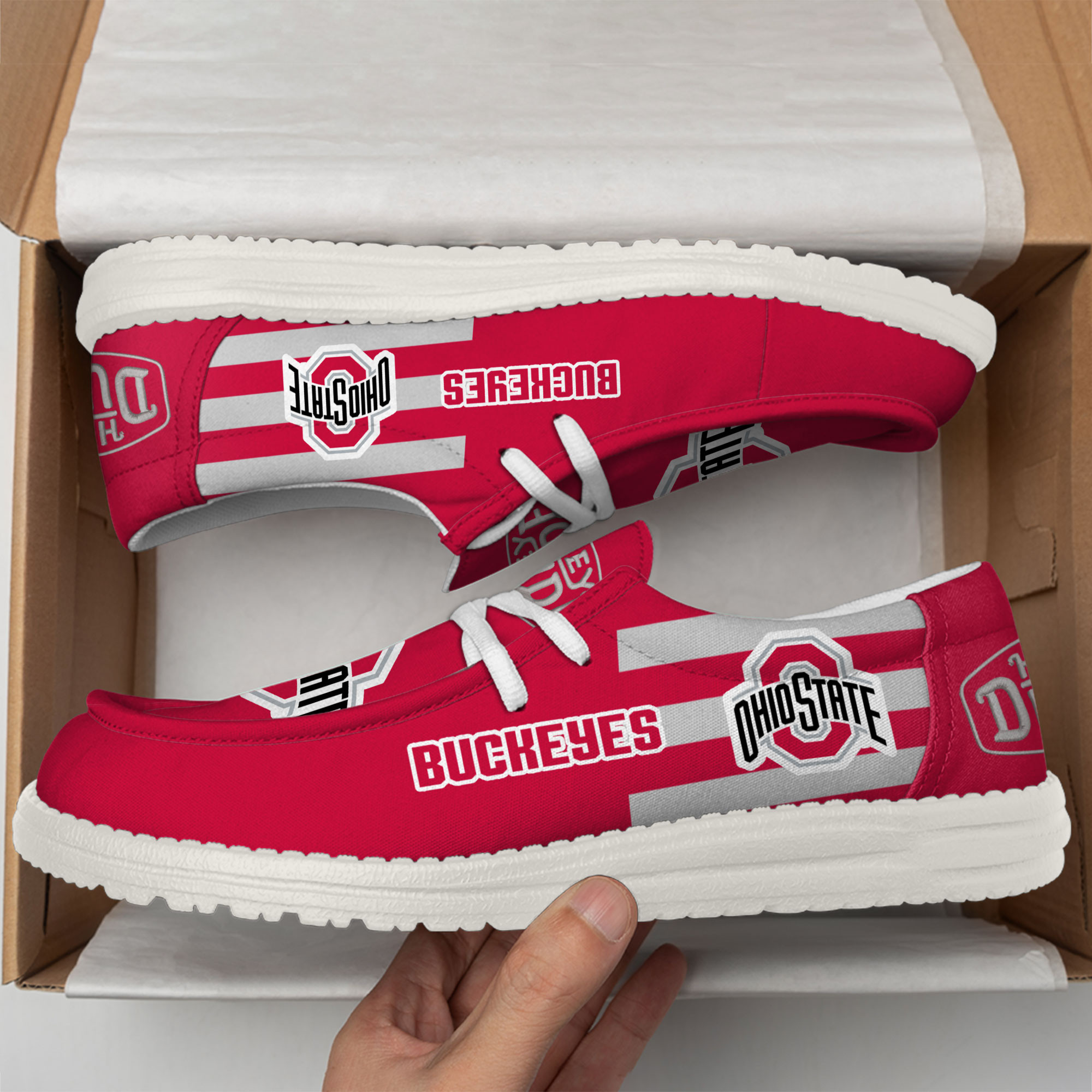 Ohio State Buckeyes Hey Dude Canvas Loafer Shoes - Image 3