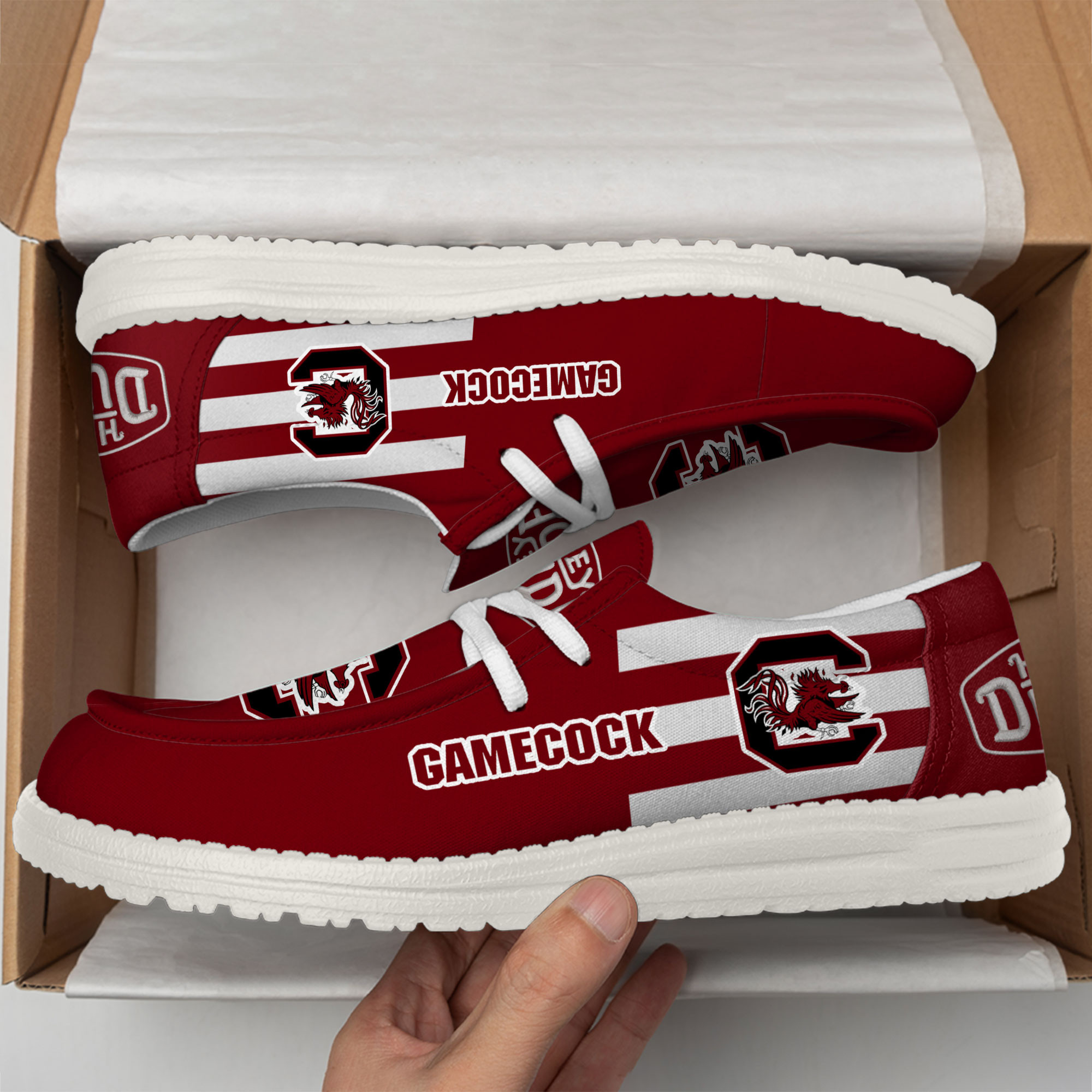South Carolina Gamecocks Hey Dude Canvas Loafer Shoes - Image 3