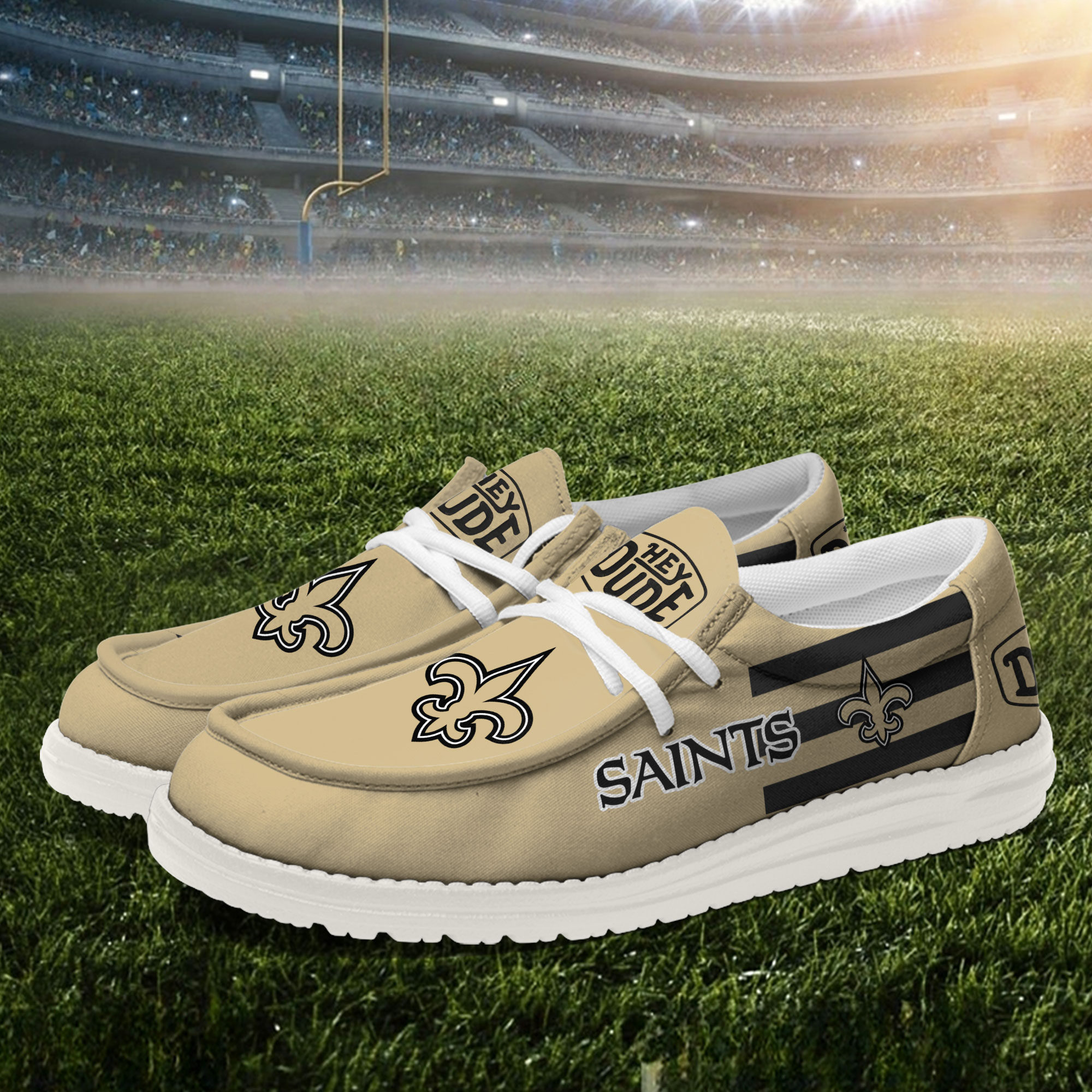 New Orleans Saints Football Hey Dude Canvas Loafer Shoes - Image 2