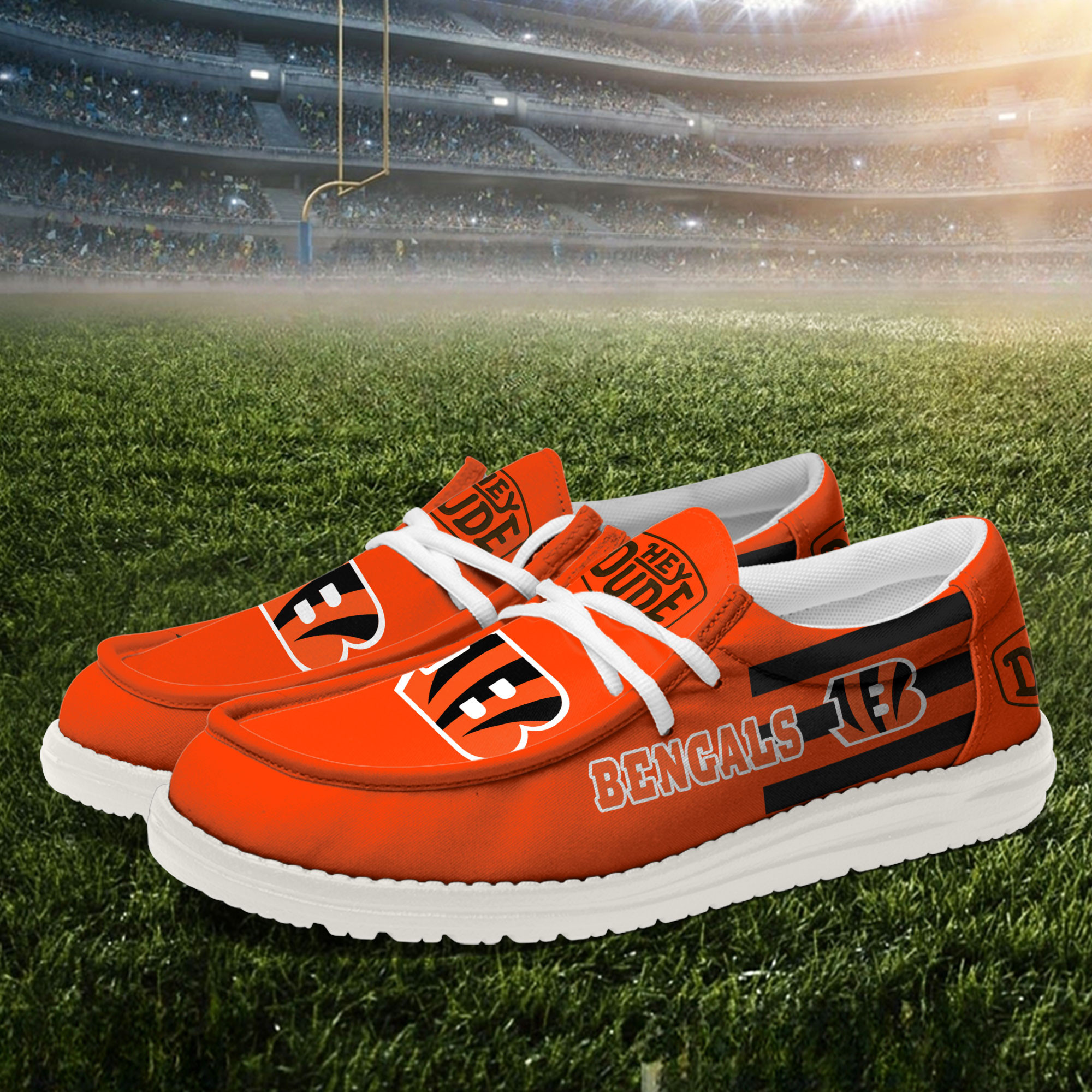 Cincinnati Bengals Football Hey Dude Canvas Loafer Shoes - Image 2