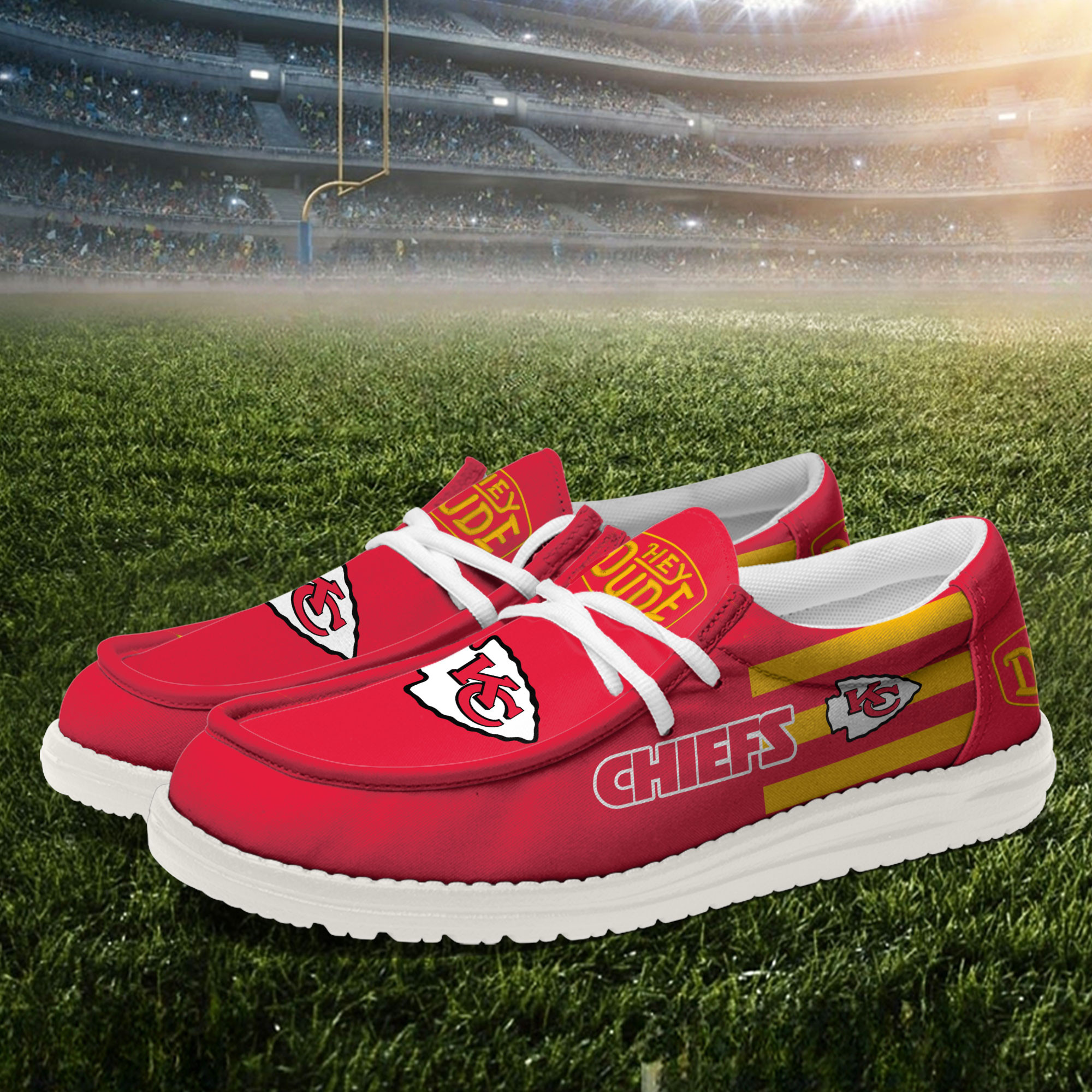 Kansas City Chiefs Football Hey Dude Canvas Loafer Shoes - Image 2