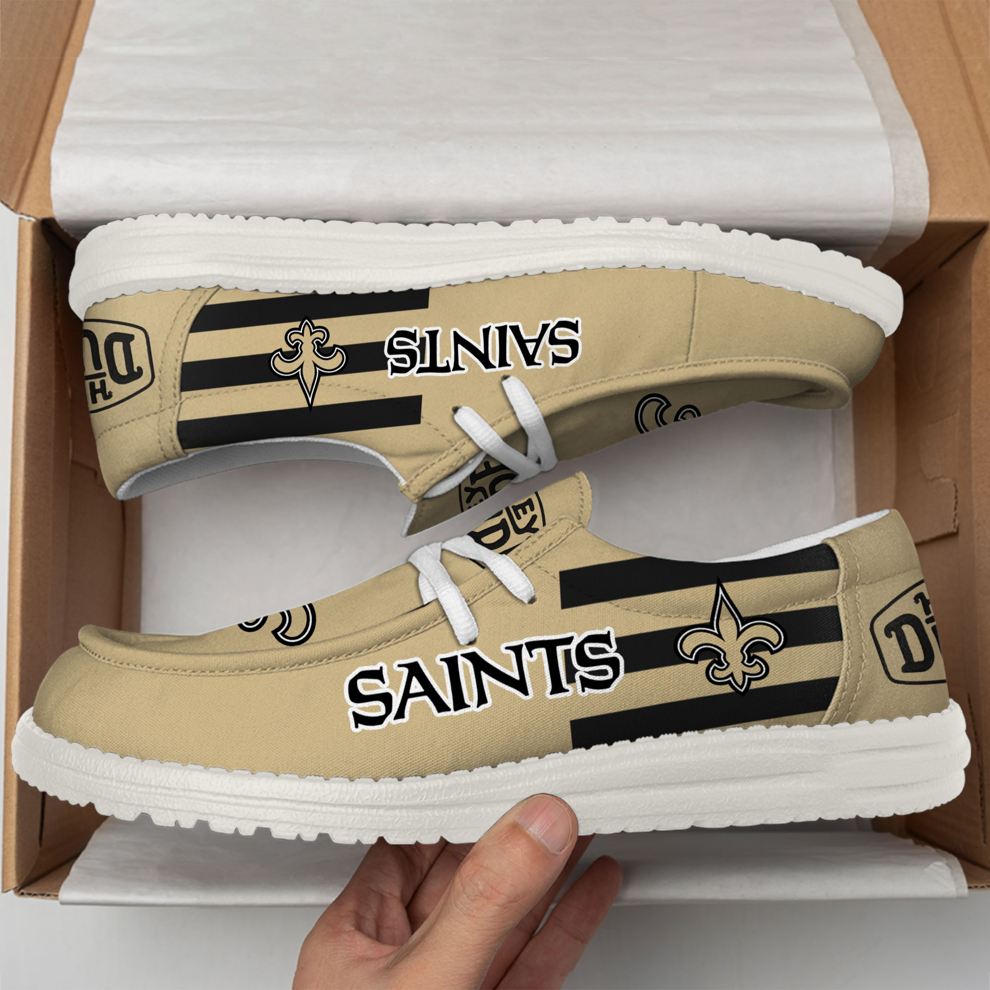 New Orleans Saints Football Hey Dude Canvas Loafer Shoes - Image 3