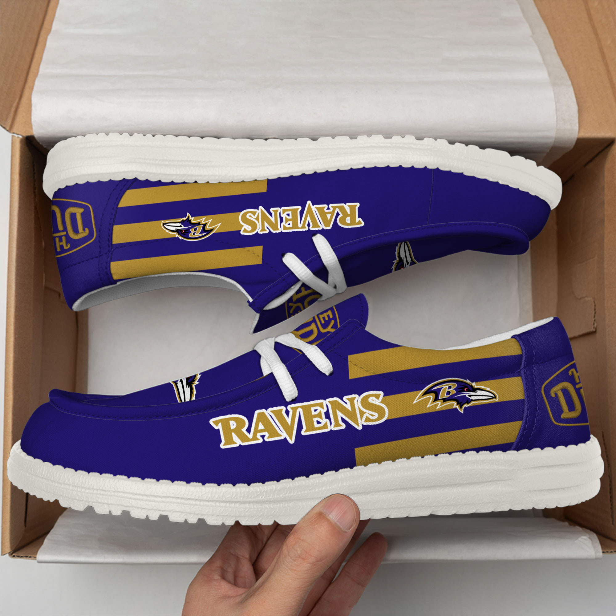 Baltimore Ravens Football Hey Dude Canvas Loafer Shoes - Image 3