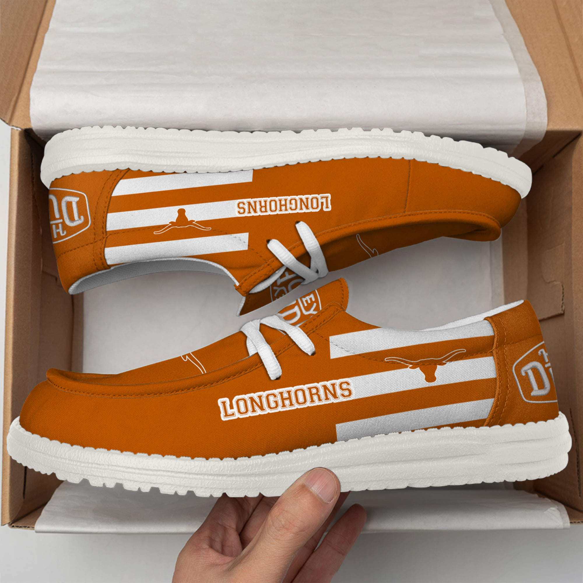 Texas Longhorns Hey Dude Canvas Loafer Shoes - Image 3