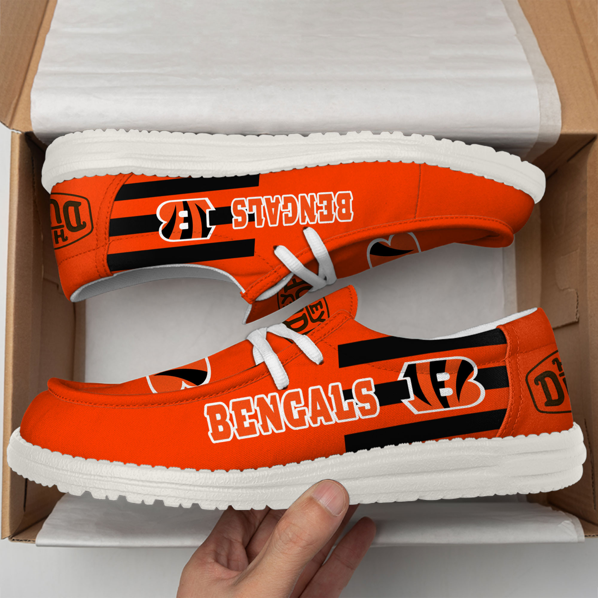 Cincinnati Bengals Football Hey Dude Canvas Loafer Shoes - Image 3
