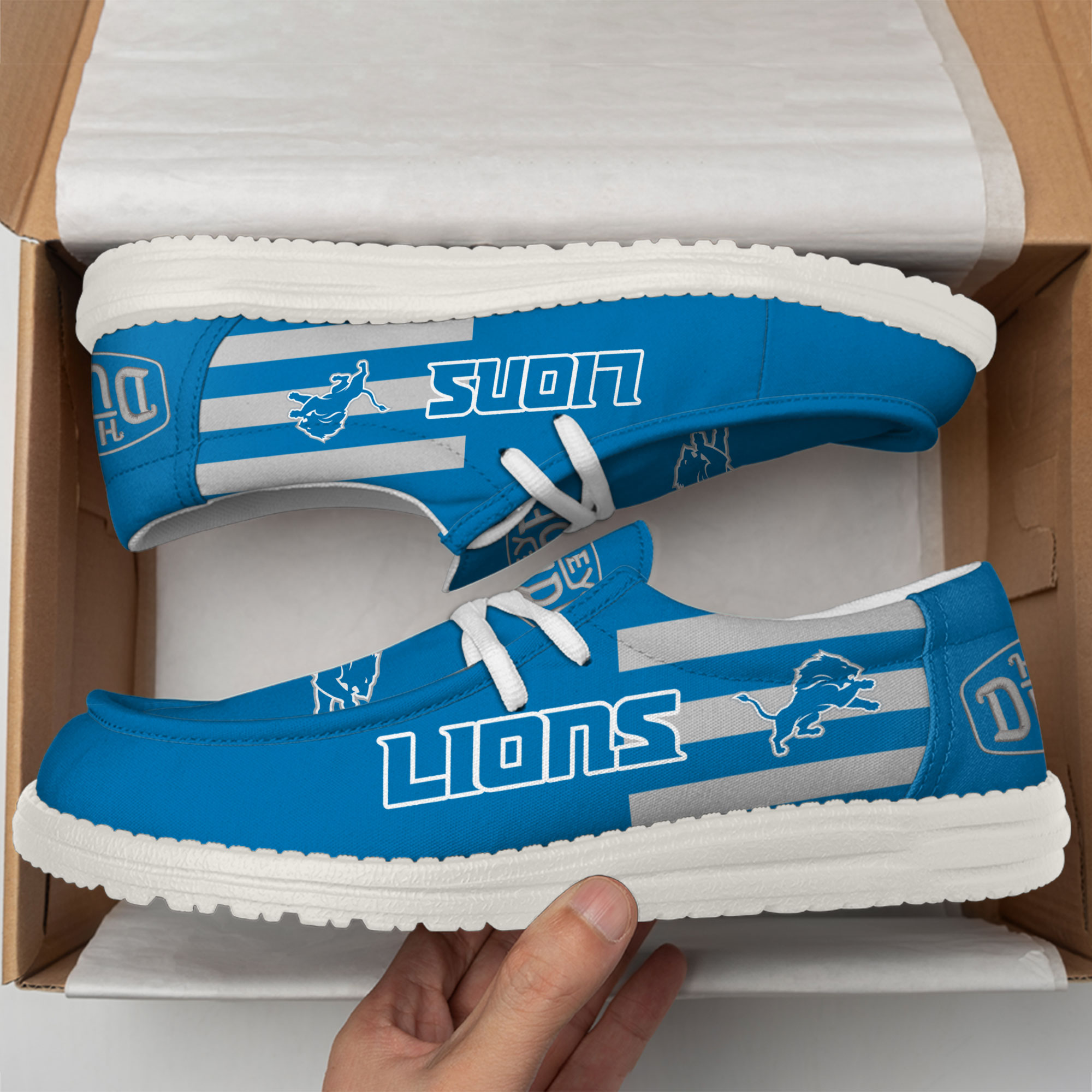 Detroit Lions Football Hey Dude Canvas Loafer Shoes - Image 3