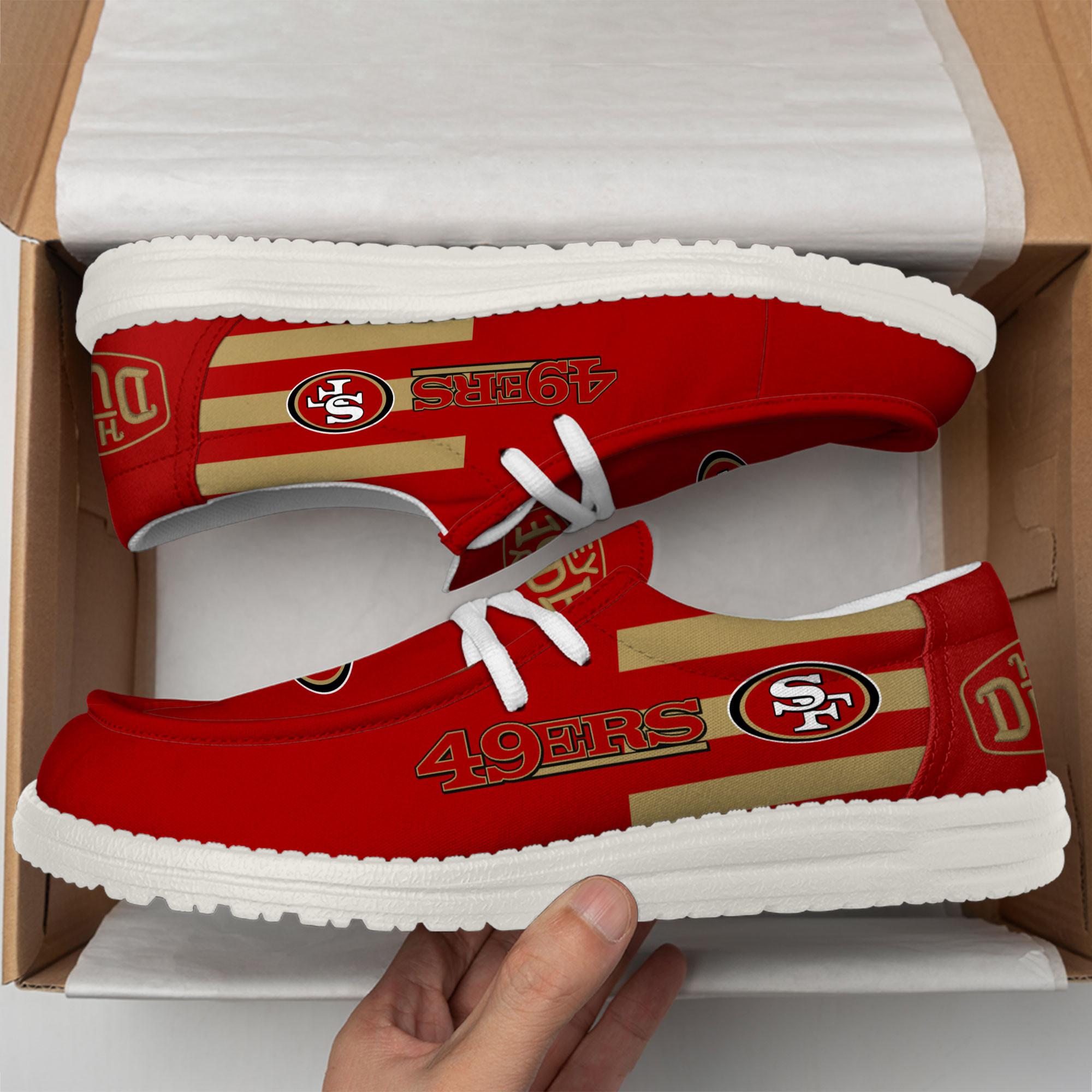 San Francisco 49ers Football Hey Dude Canvas Loafer Shoes - Image 3
