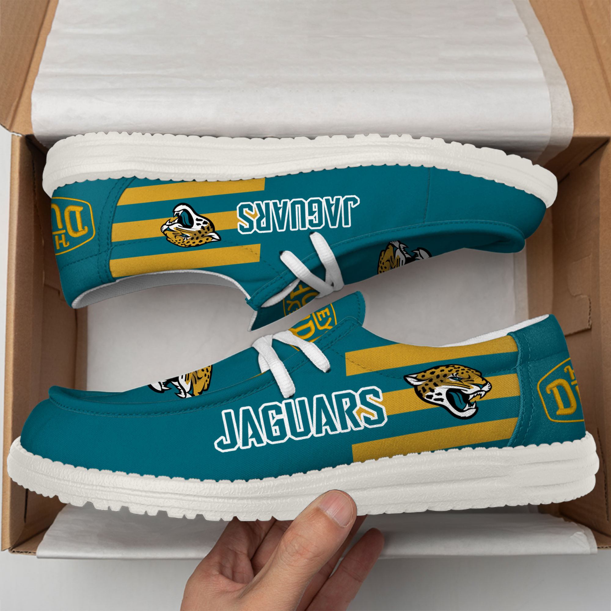 Jacksonville Jaguars Football Hey Dude Canvas Loafer Shoes - Image 3
