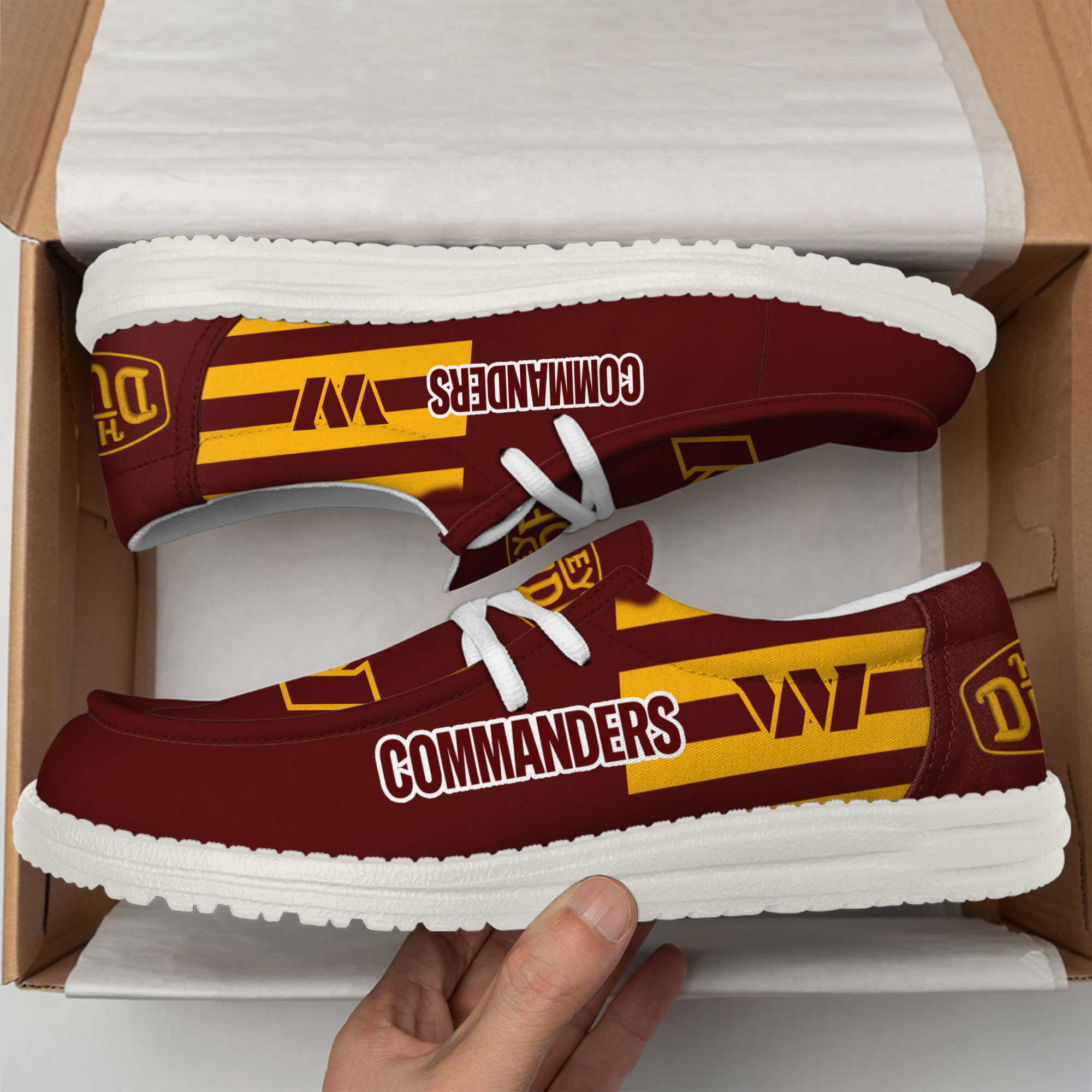 Washington Commanders Football Hey Dude Canvas Loafer Shoes - Image 3