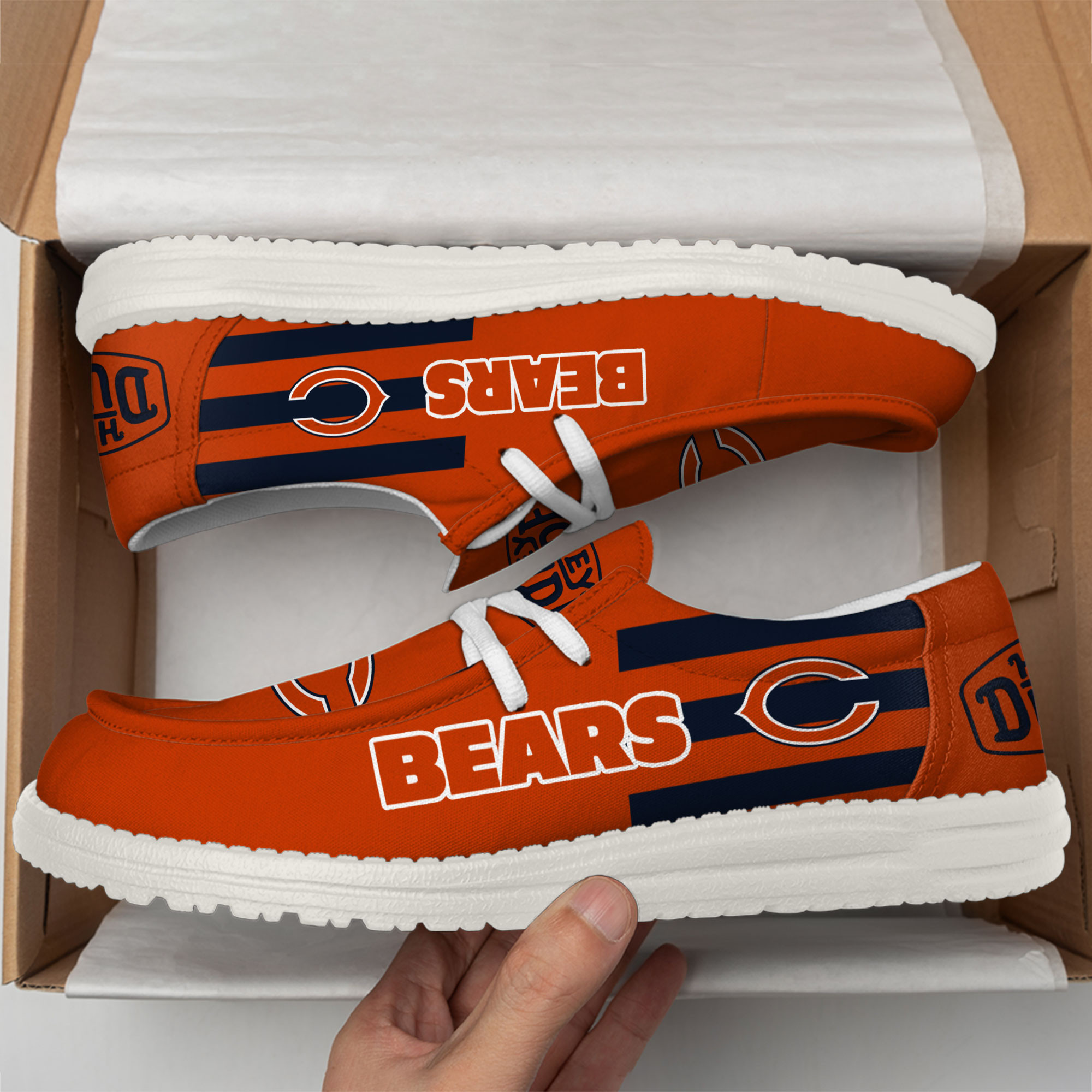 Chicago Bears Football Hey Dude Canvas Loafer Shoes - Image 3