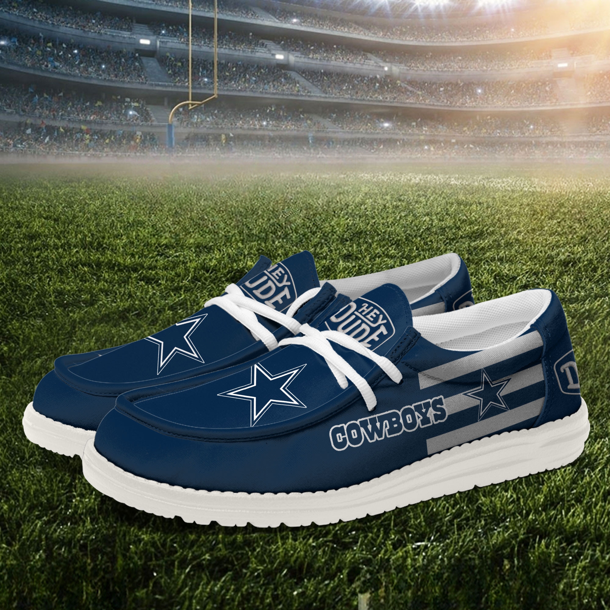 Dallas Cowboys Football Hey Dude Canvas Loafer Shoes - Image 2