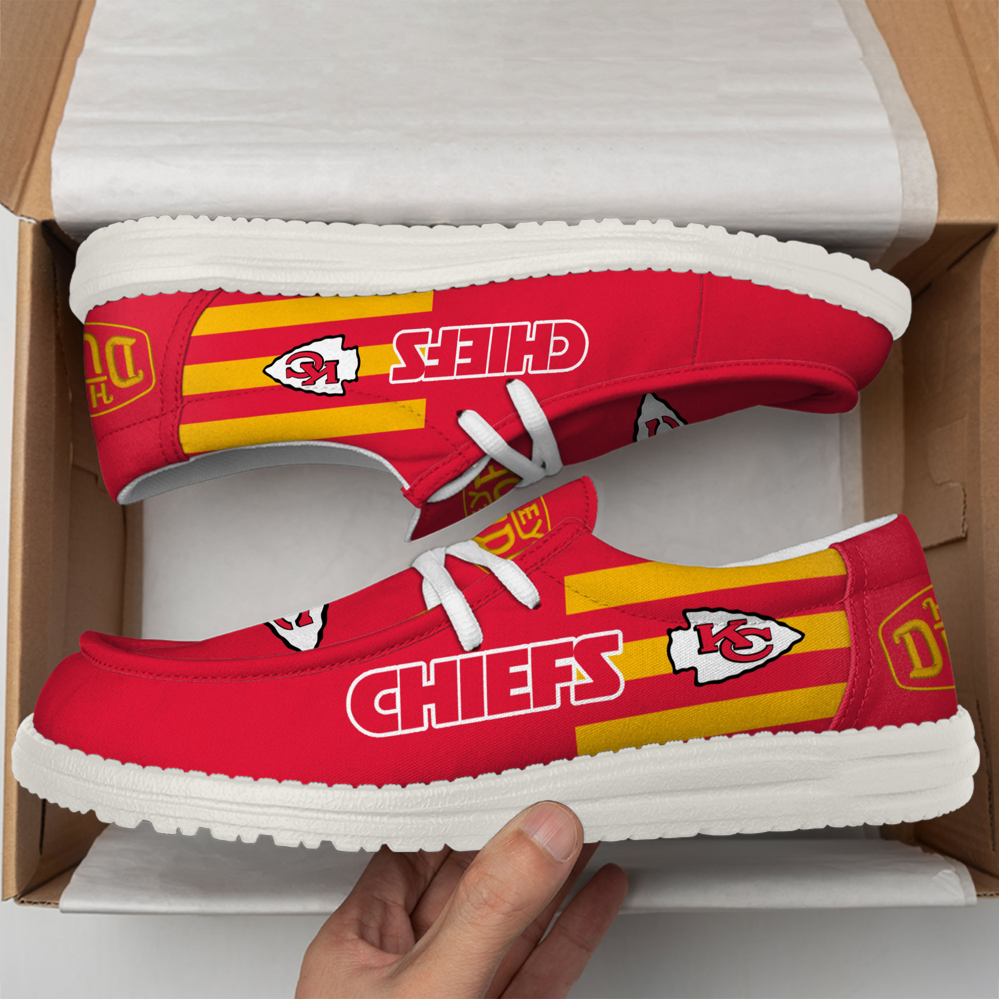 Kansas City Chiefs Football Hey Dude Canvas Loafer Shoes - Image 3