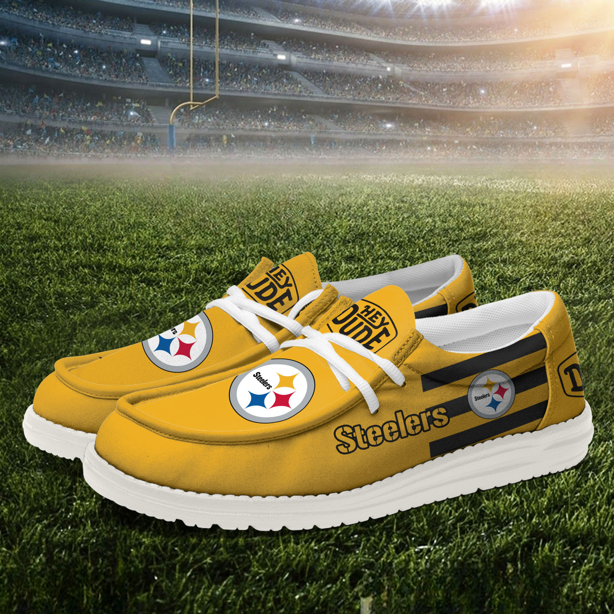 Pittsburgh Steelers Football Hey Dude Canvas Loafer Shoes - Image 2