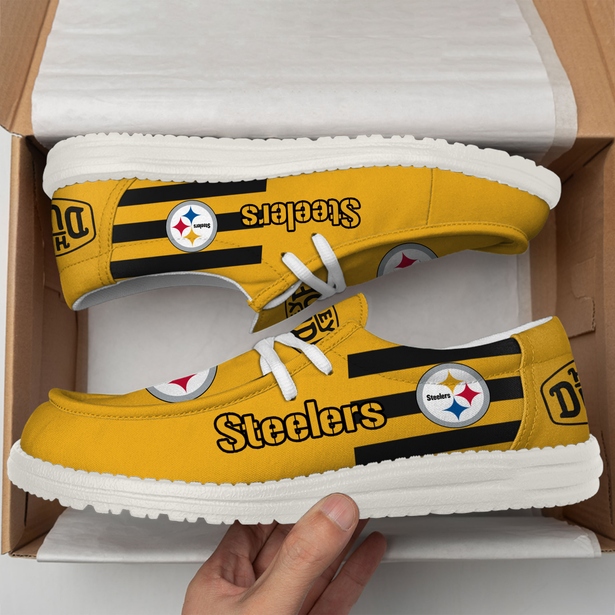 Pittsburgh Steelers Football Hey Dude Canvas Loafer Shoes - Image 3