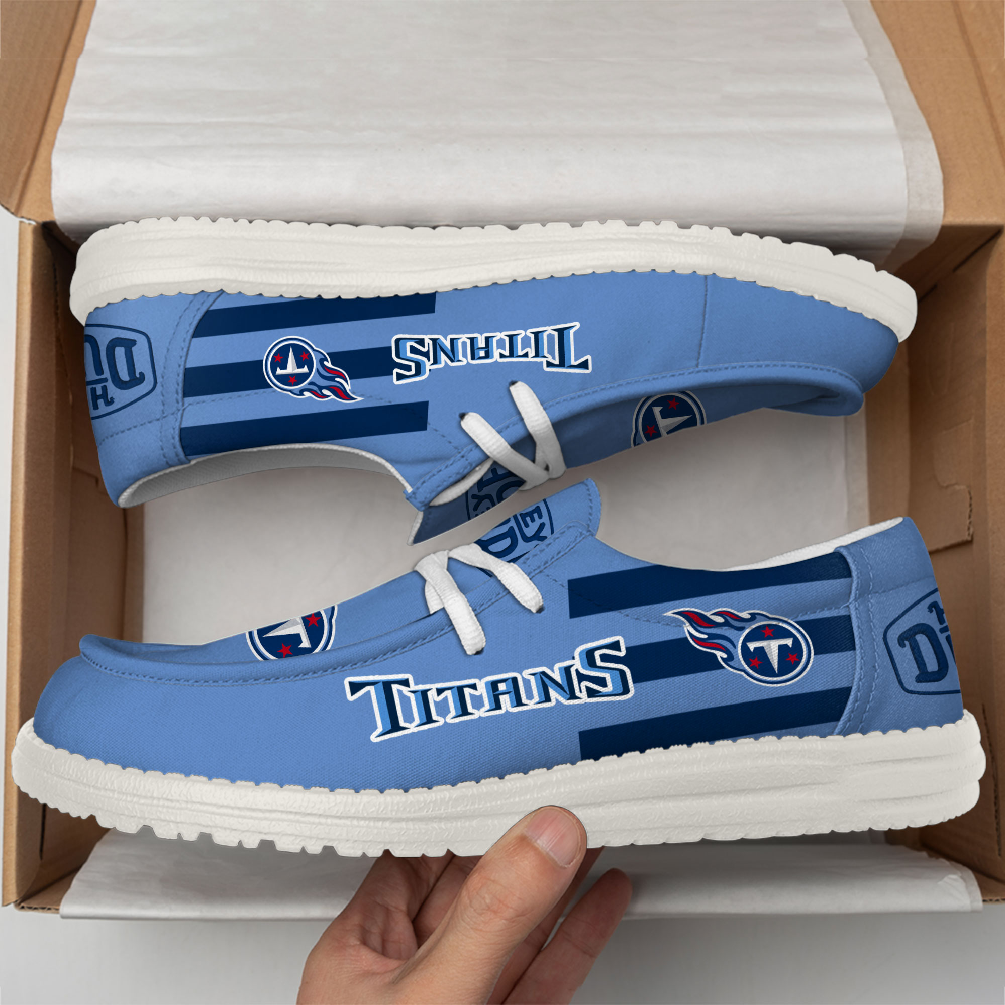 Tennessee Titans Football Hey Dude Canvas Loafer Shoes - Image 3