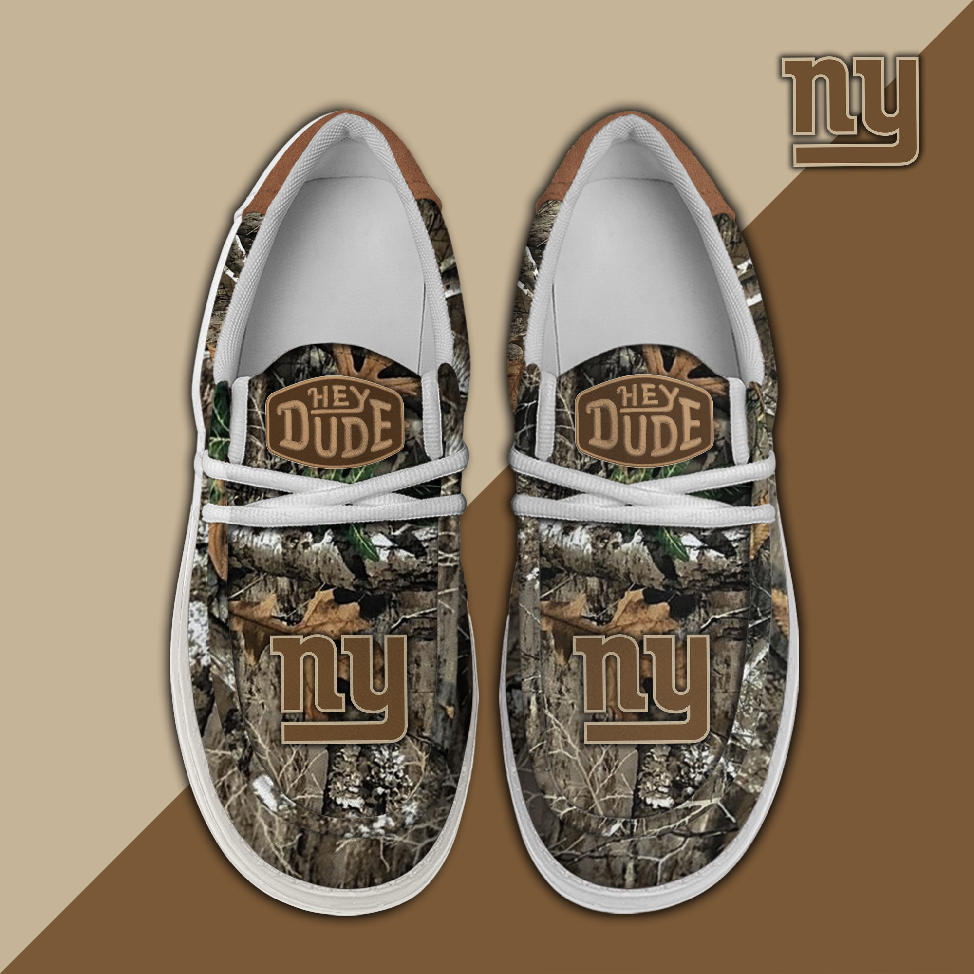 New York Giants Camo Hunting Hey Dude Canvas Loafer Shoes - Image 2