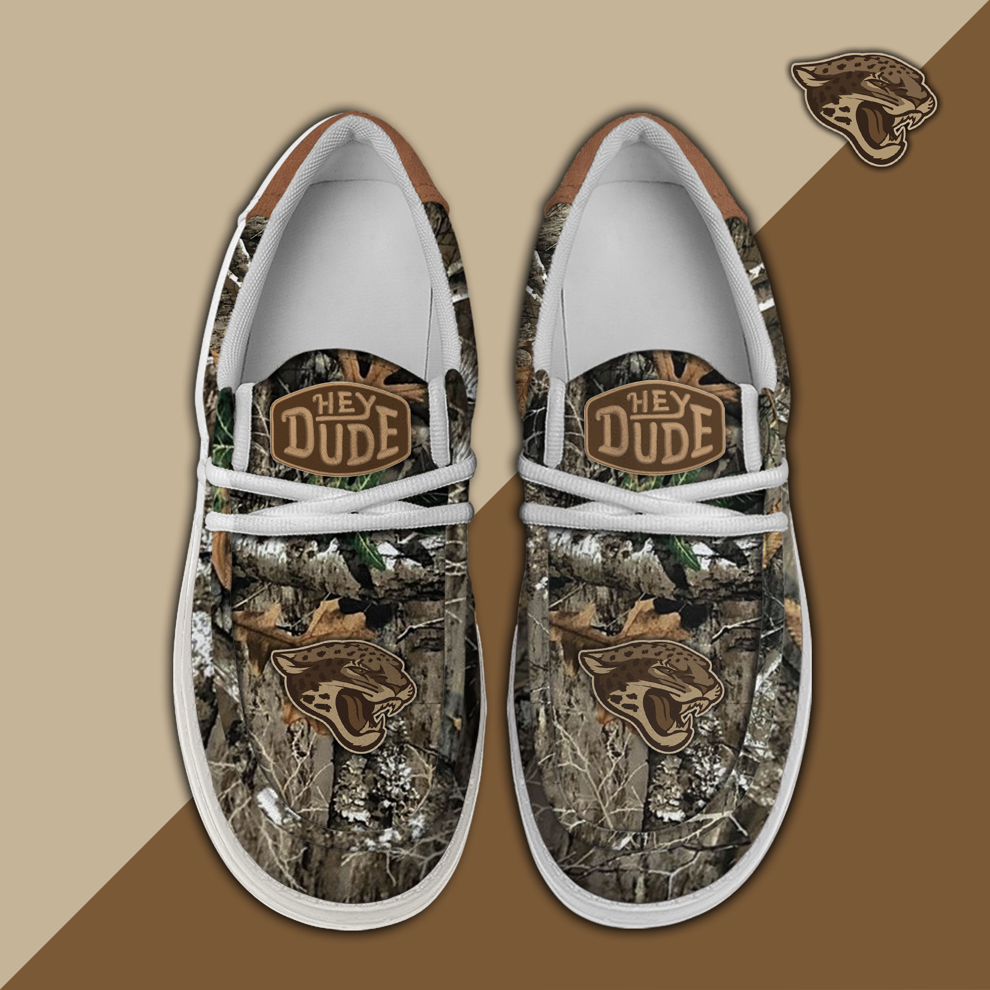 Jacksonville Jaguars Camo Hunting Hey Dude Canvas Loafer Shoes - Image 2
