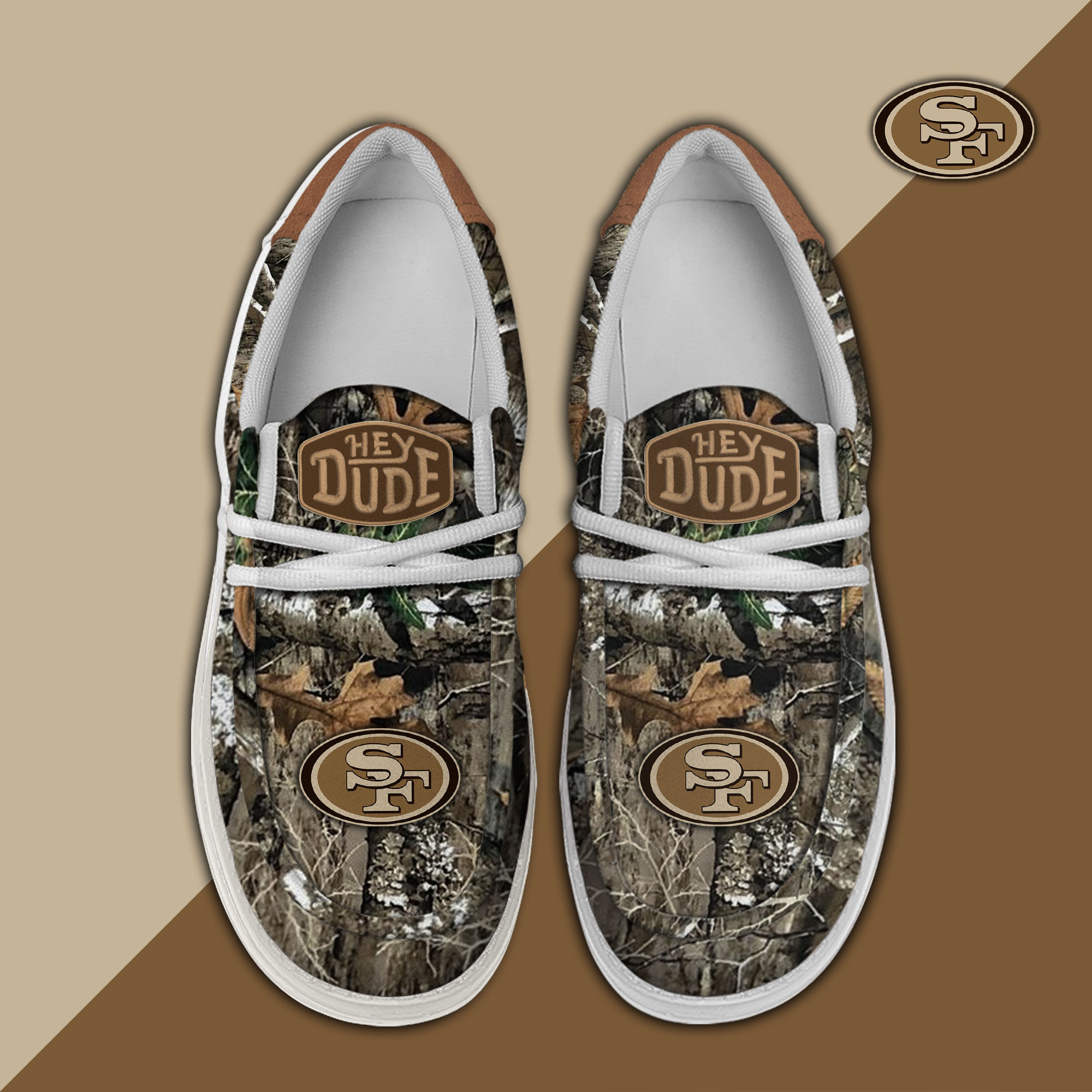 San Francisco 49ers Camo Hunting Hey Dude Canvas Loafer Shoes - Image 2