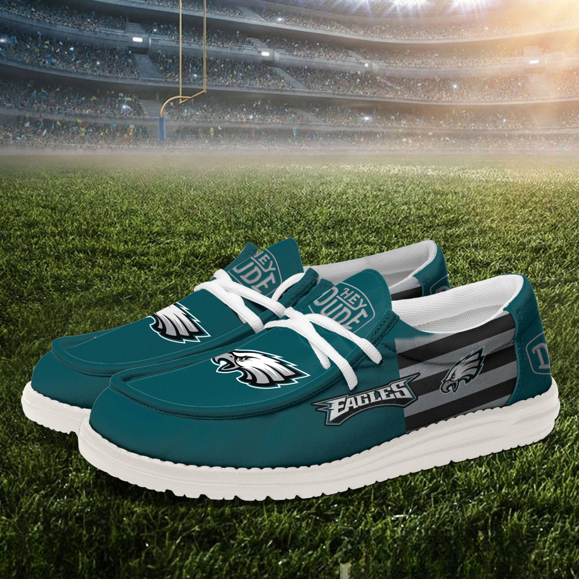 Philadelphia Eagles Football Hey Dude Canvas Loafer Shoes - Image 2