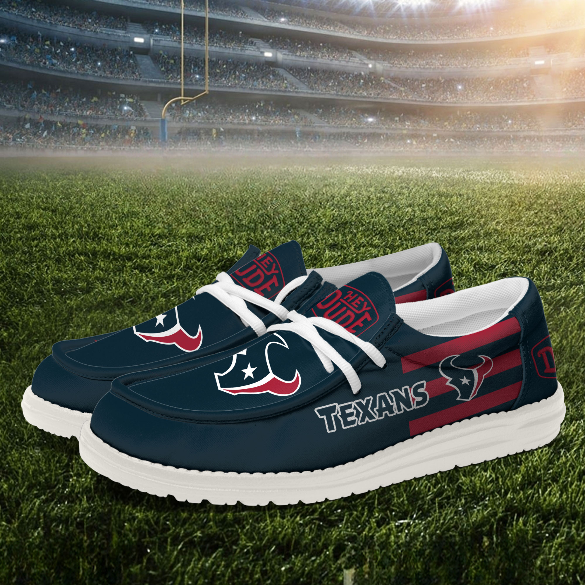 Houston Texans Football Hey Dude Canvas Loafer Shoes - Image 3