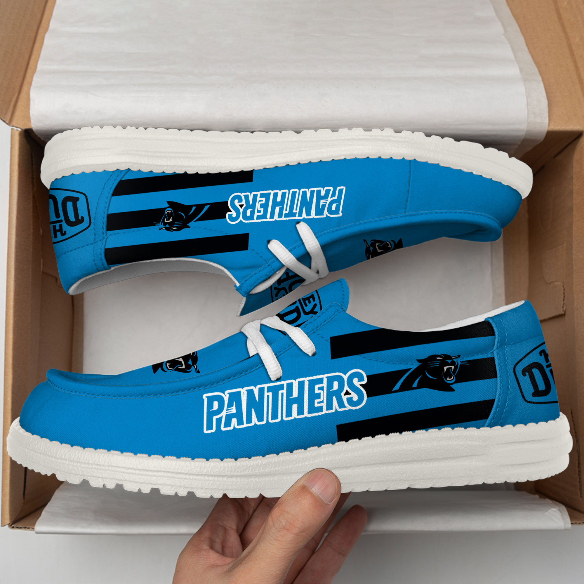 Carolina Panthers Football Hey Dude Canvas Loafer Shoes - Image 3